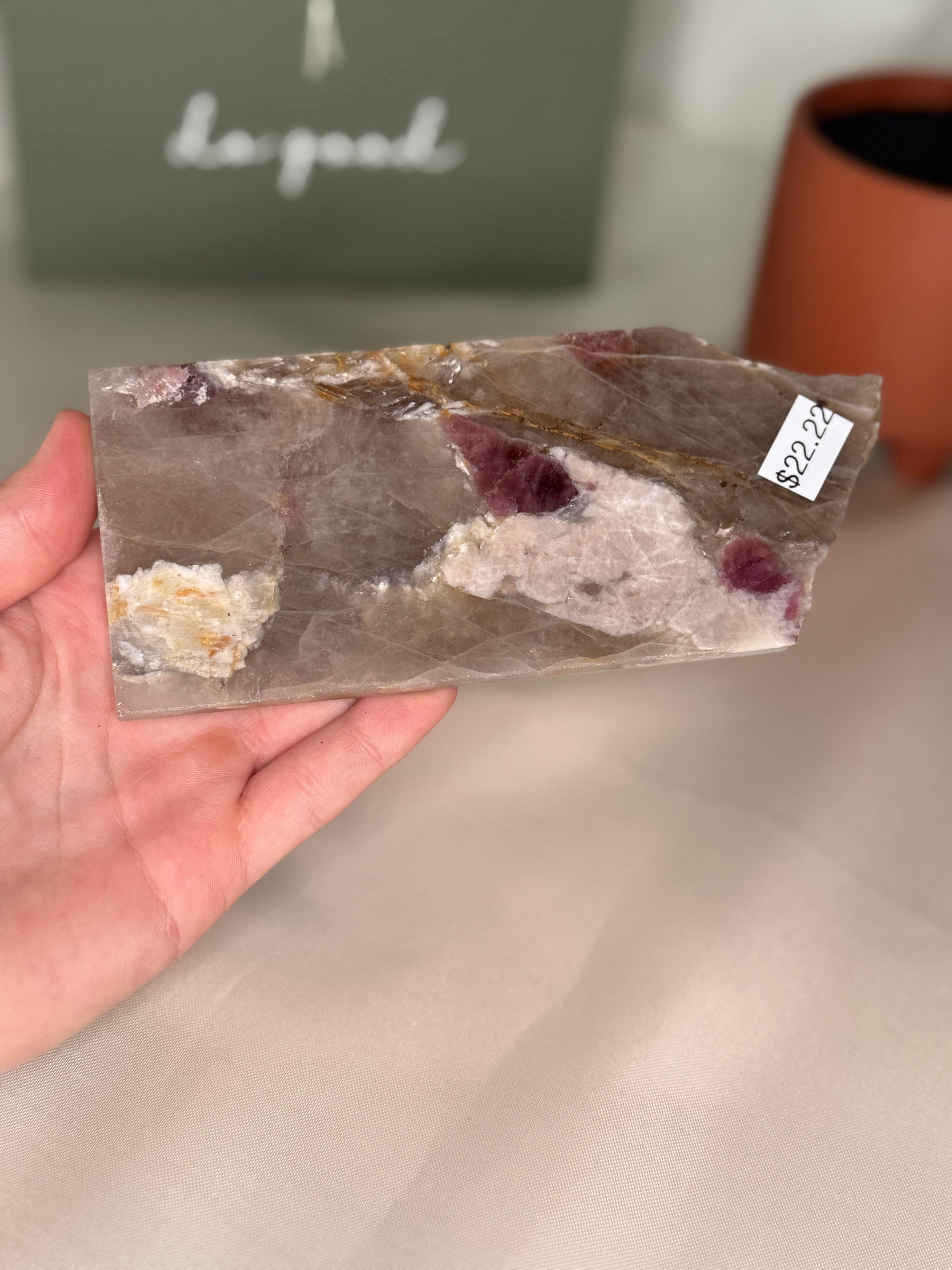 Pink tourmaline slab