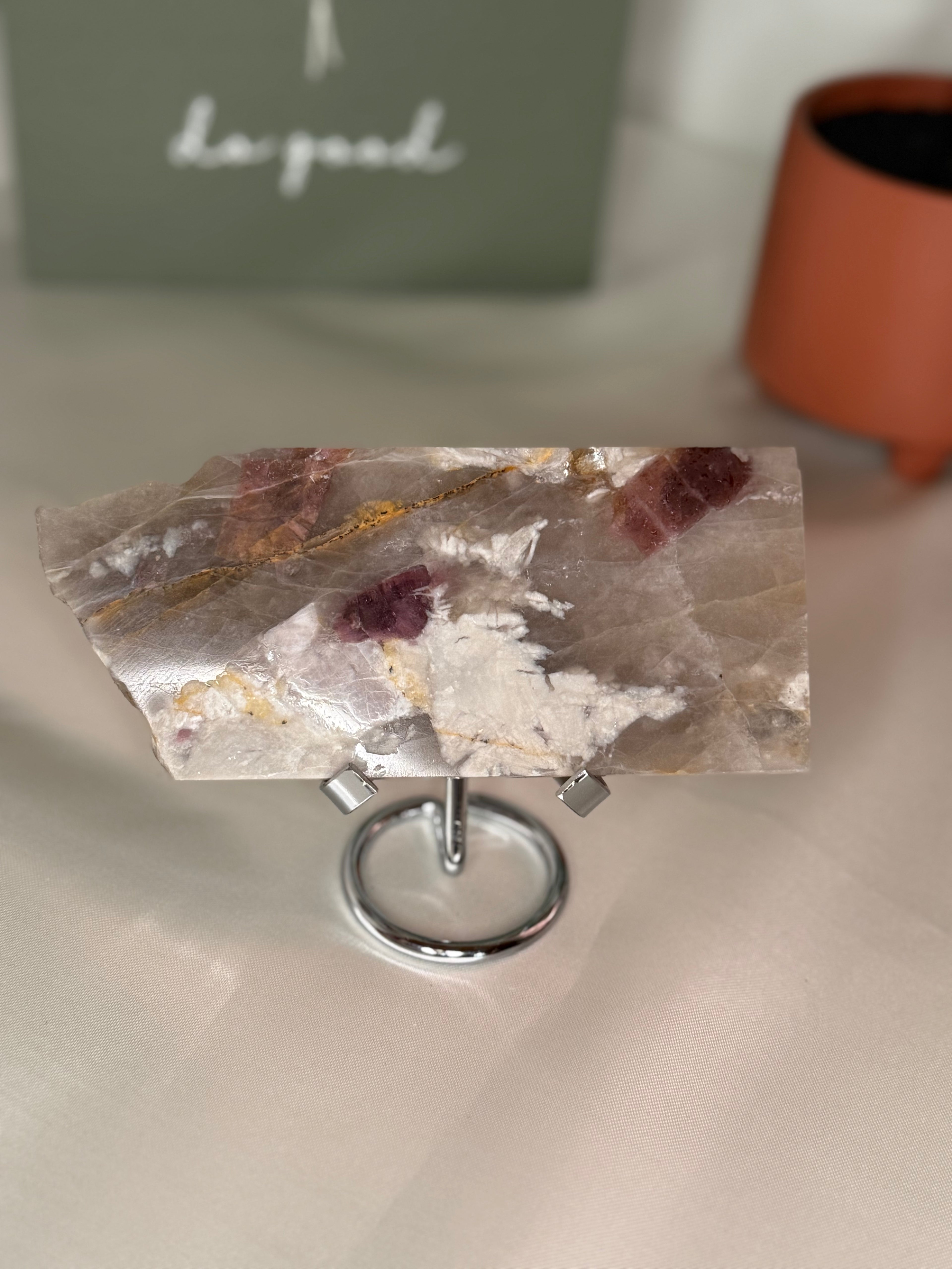 Pink tourmaline slab