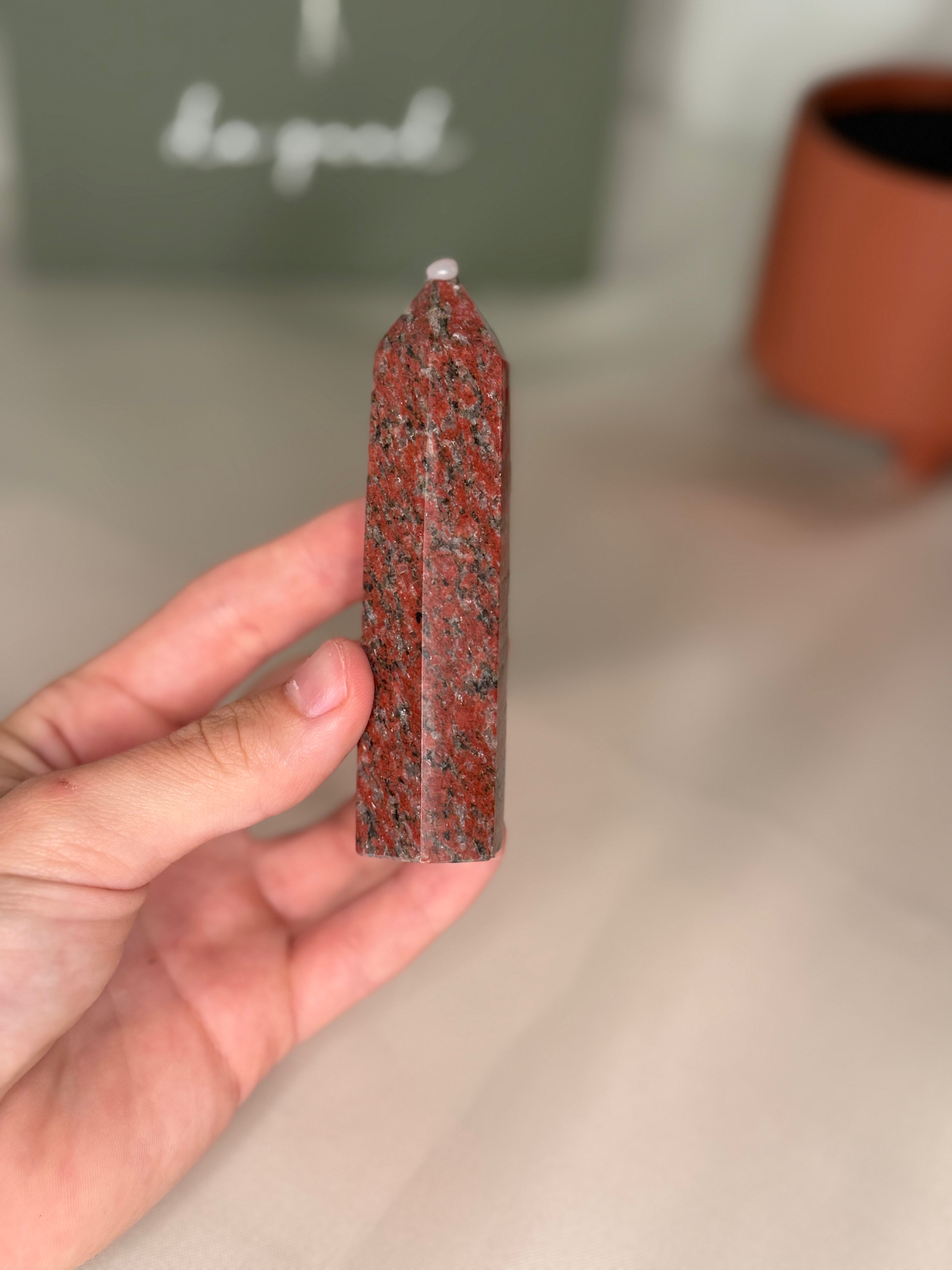 Red sesame seed jasper tower