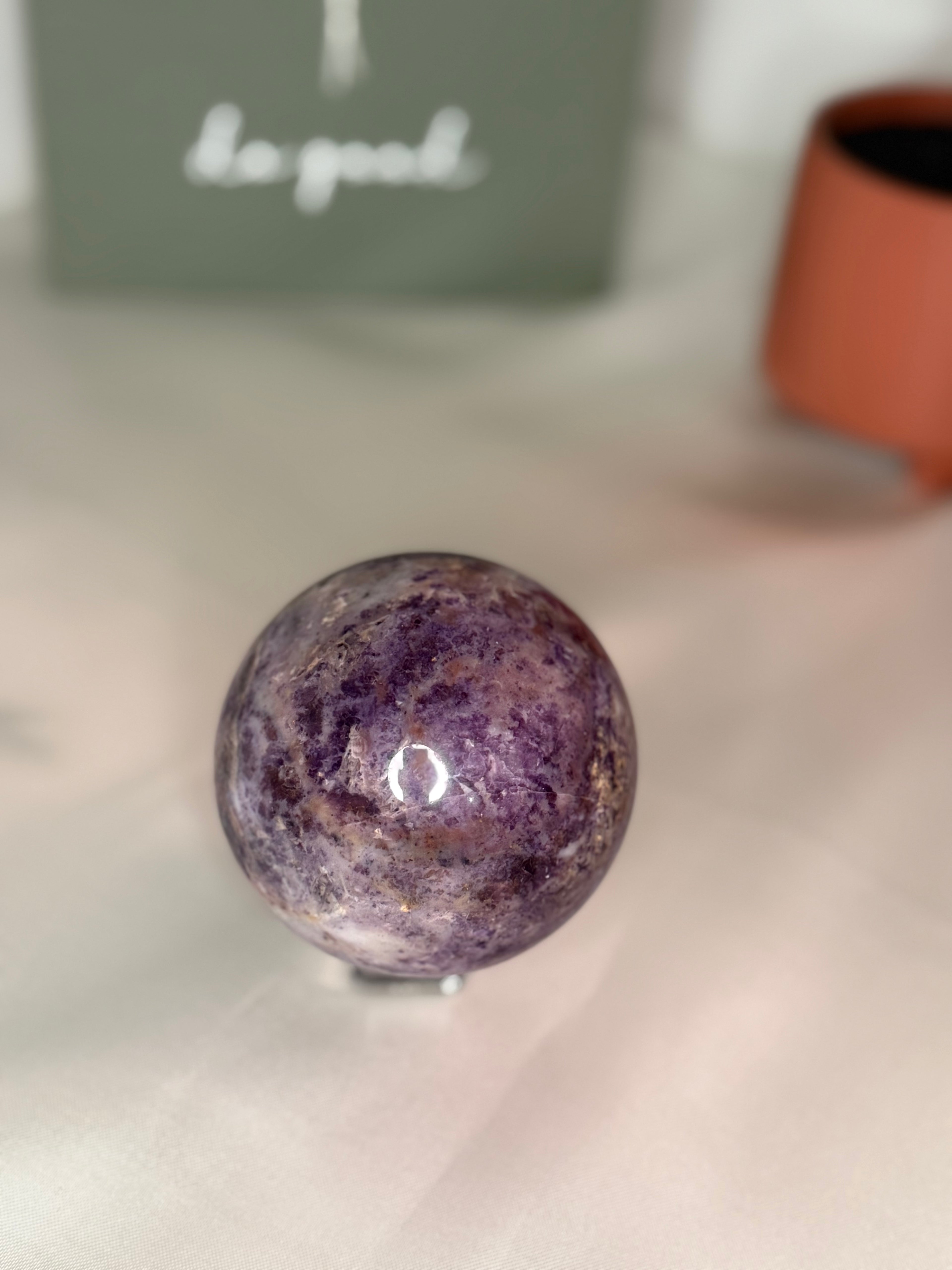 Purple root fluorite sphere