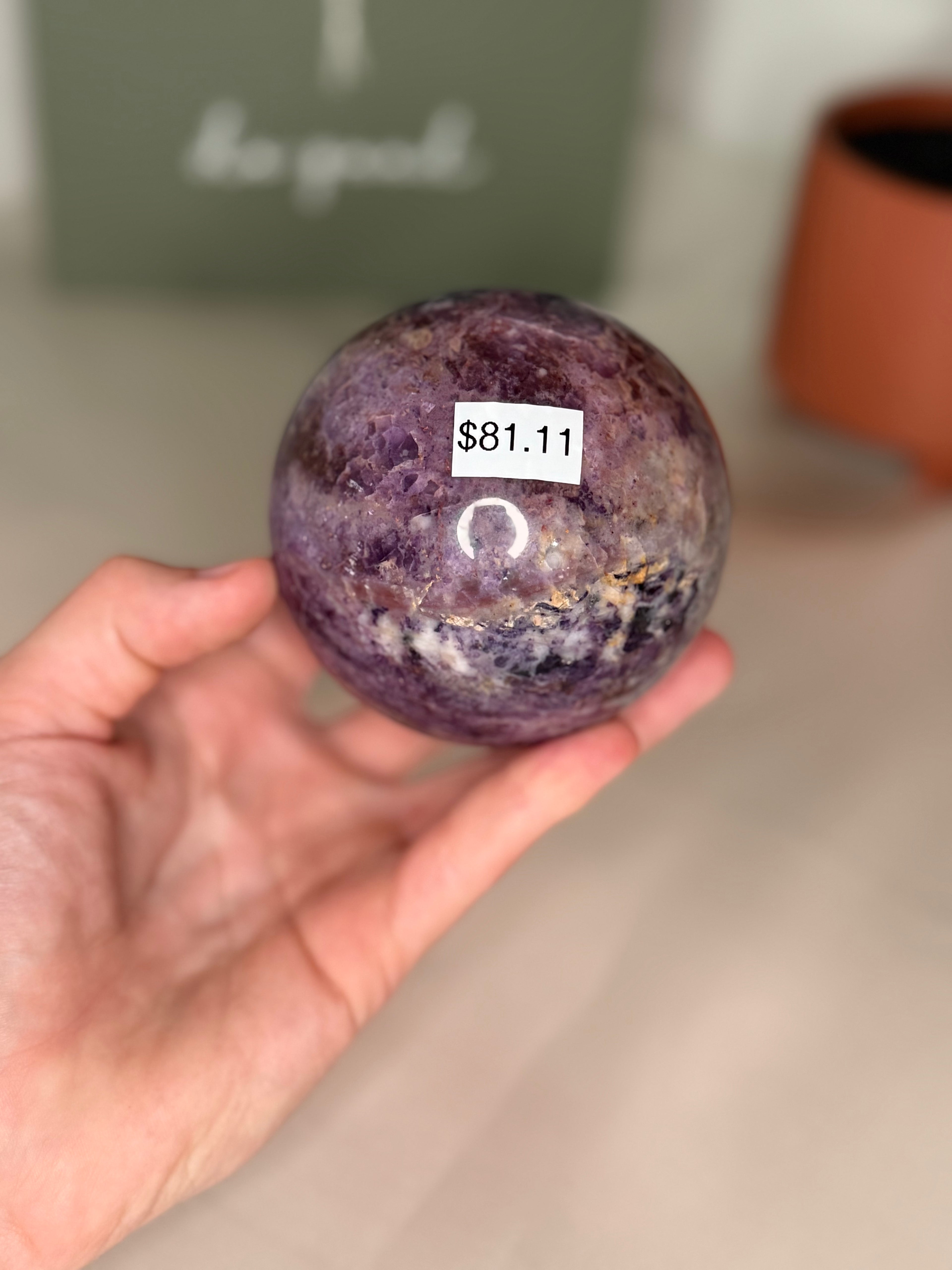 Purple root fluorite sphere