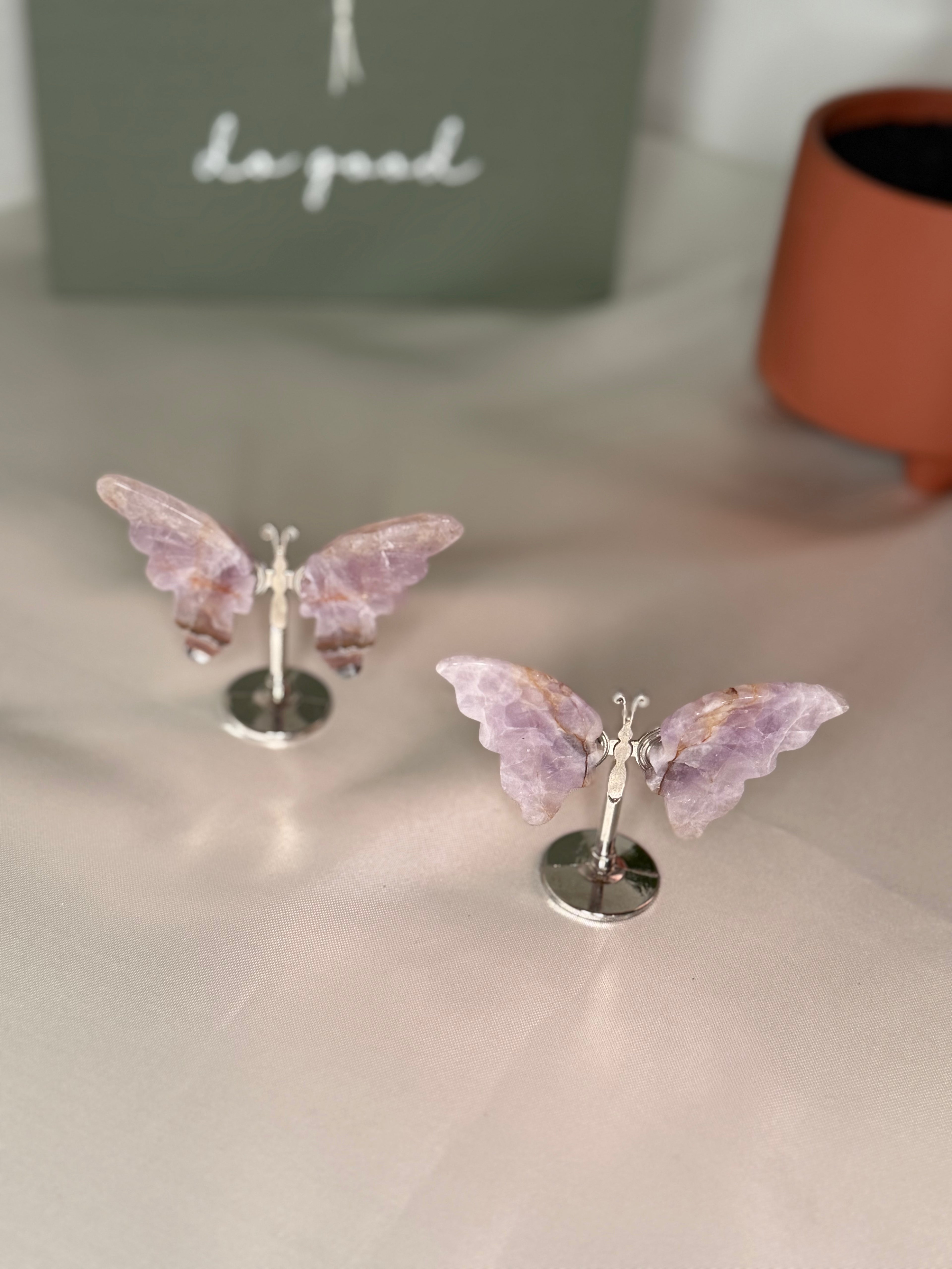 Self standing amethyst butterflies