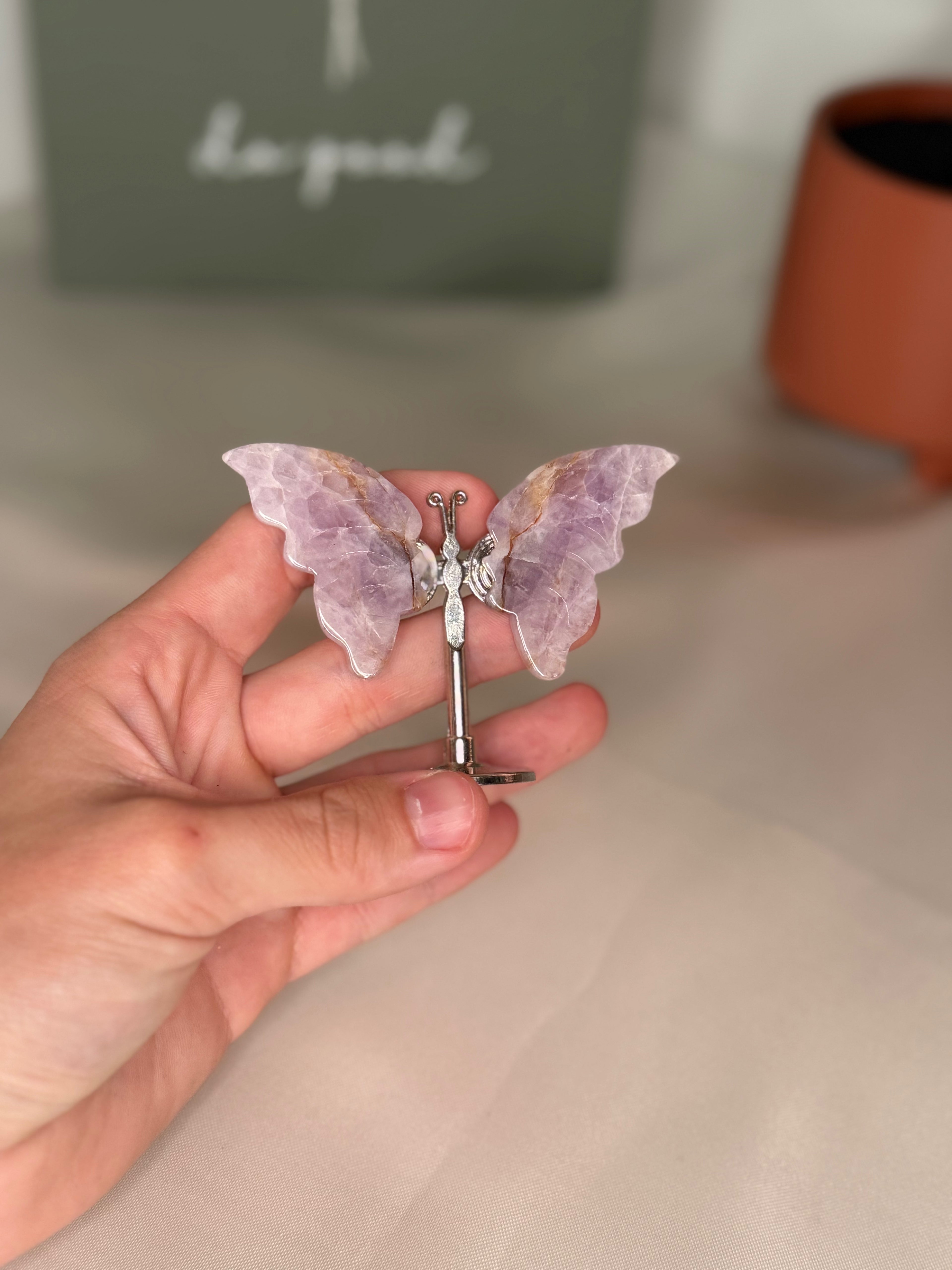 Self standing amethyst butterflies