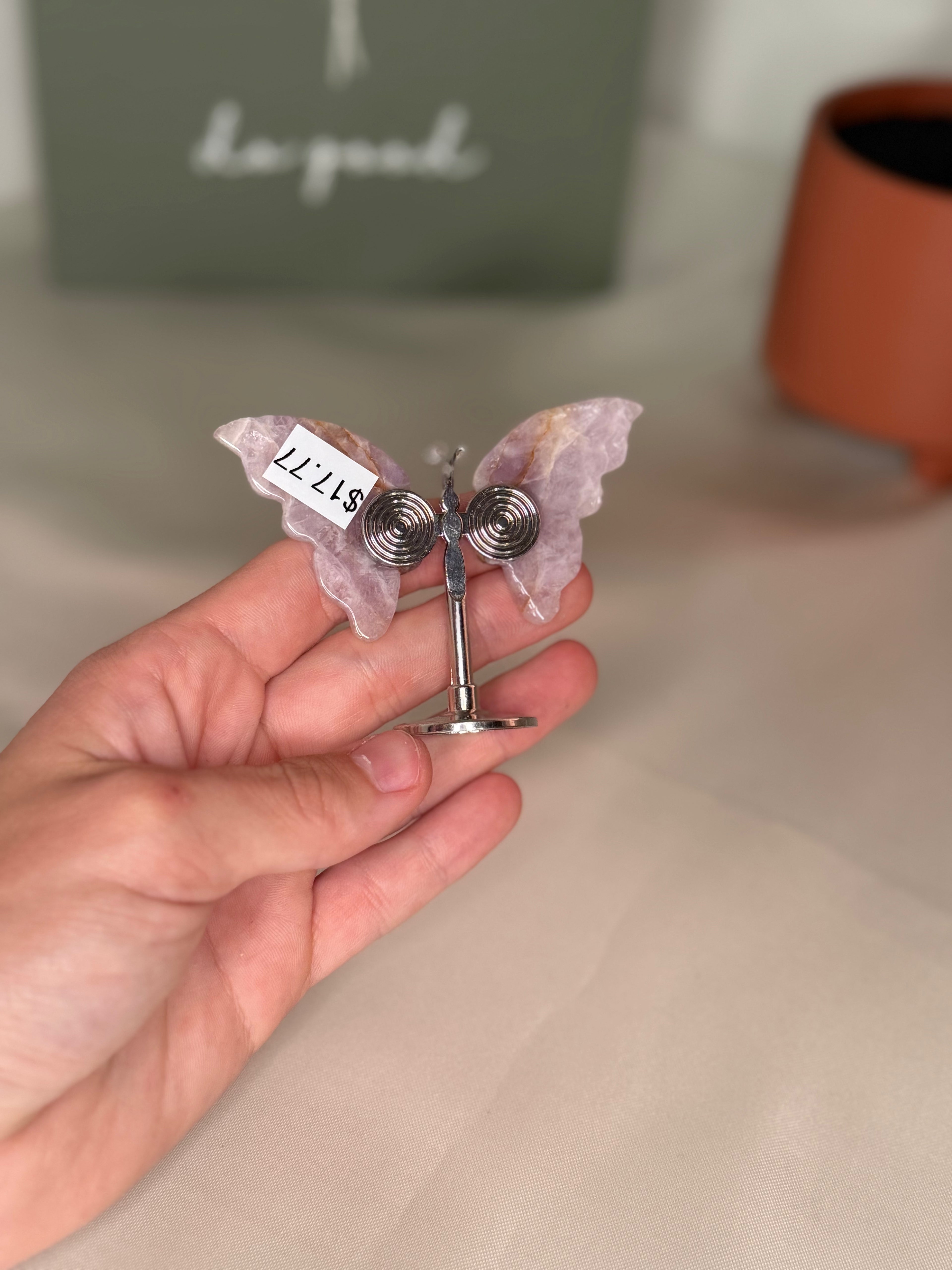 Self standing amethyst butterflies