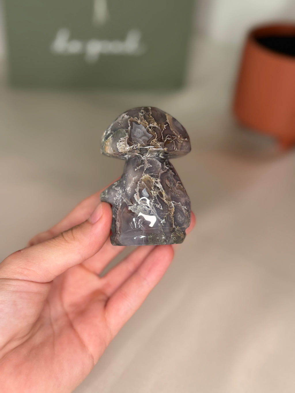 Moss agate mushroom