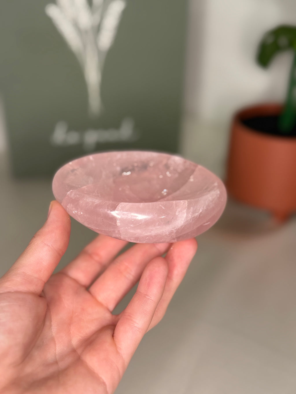 Rose quartz dish