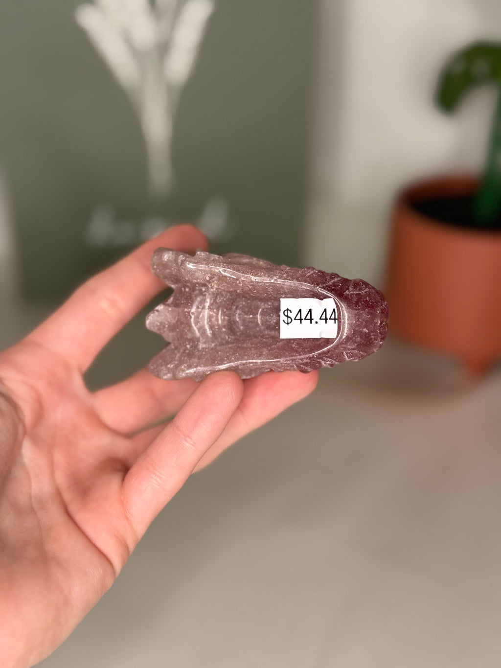 Strawberry quartz dragon head