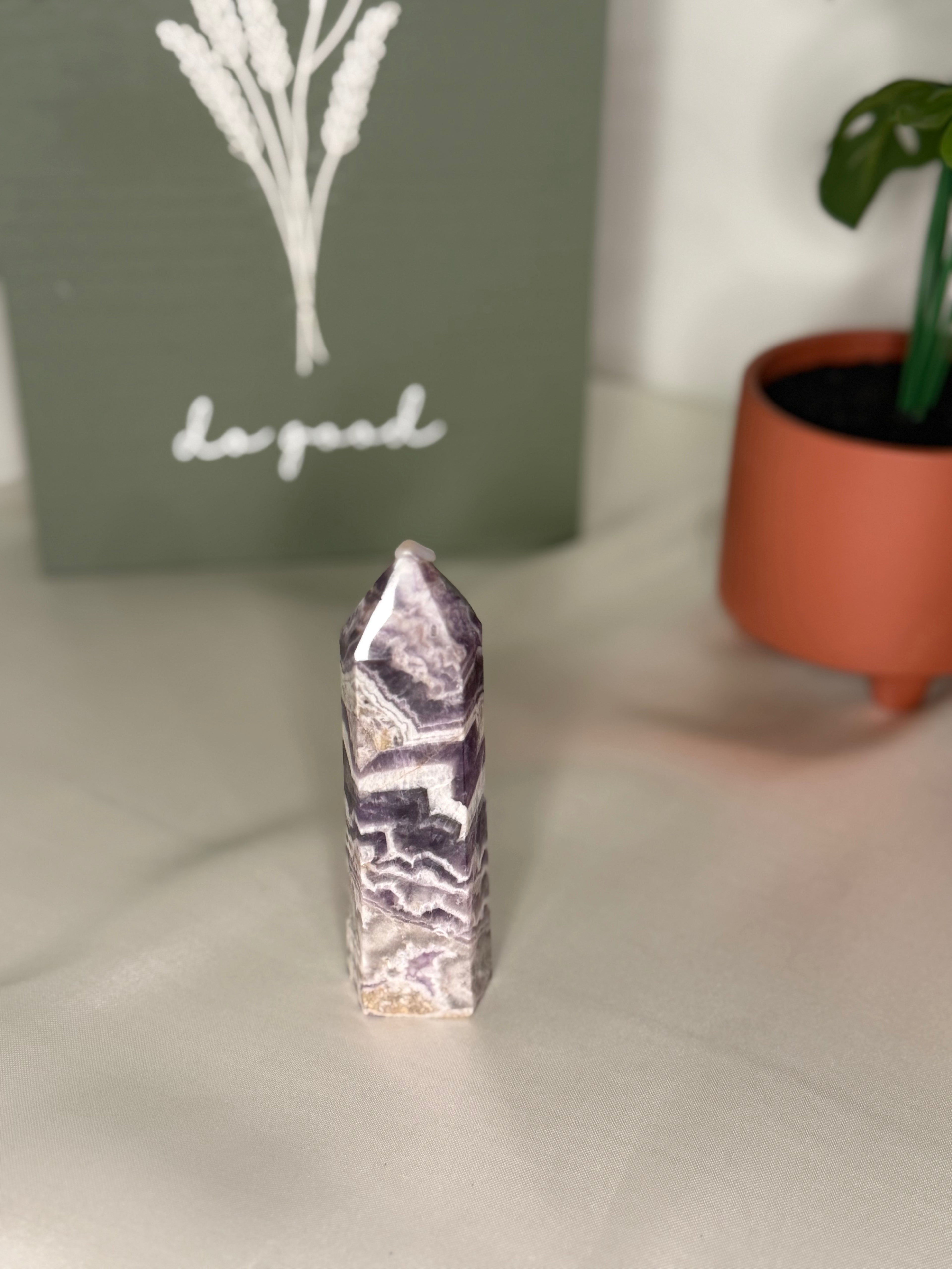 Chevron amethyst tower