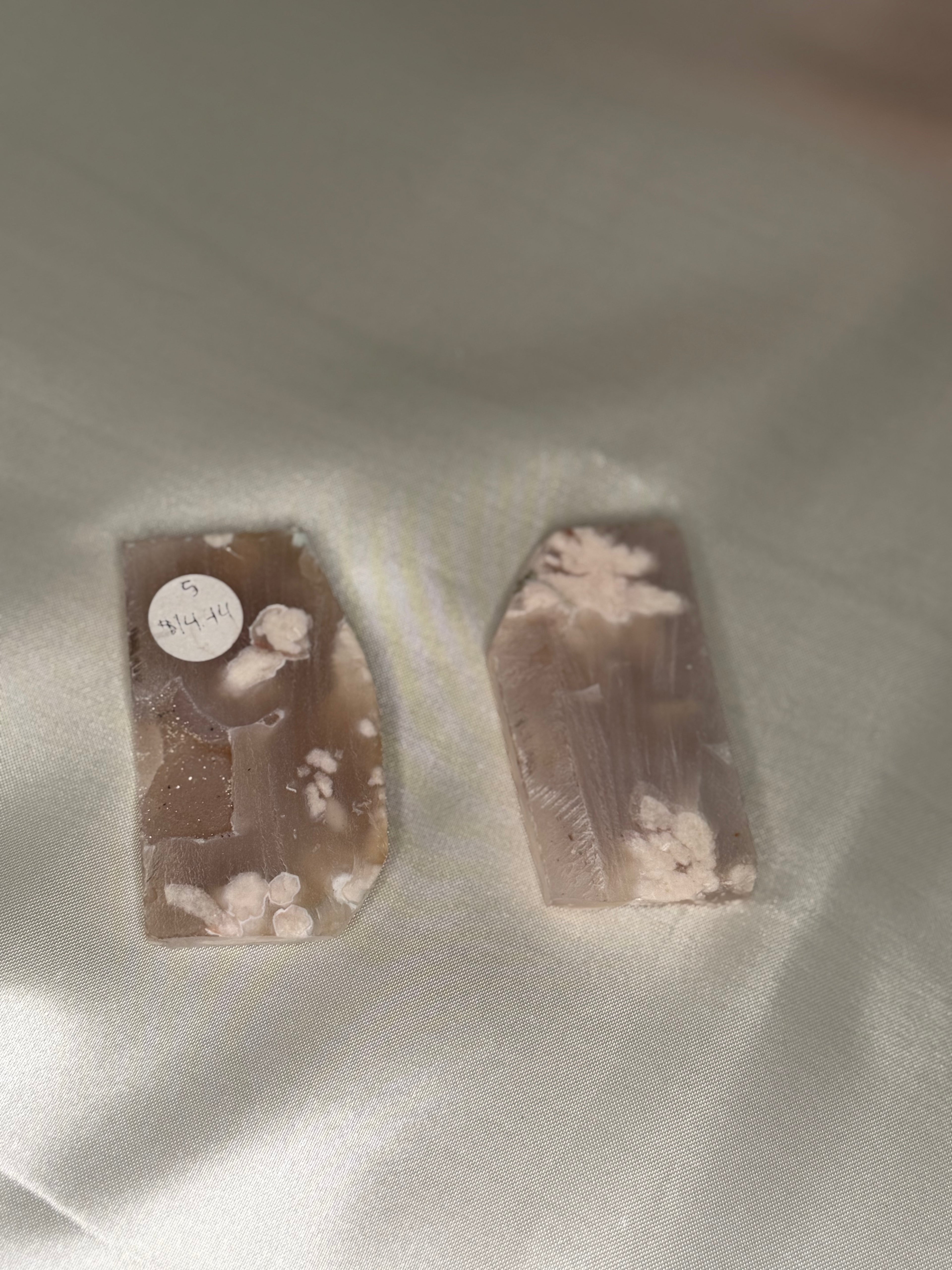 Unpolished flower agate slabs