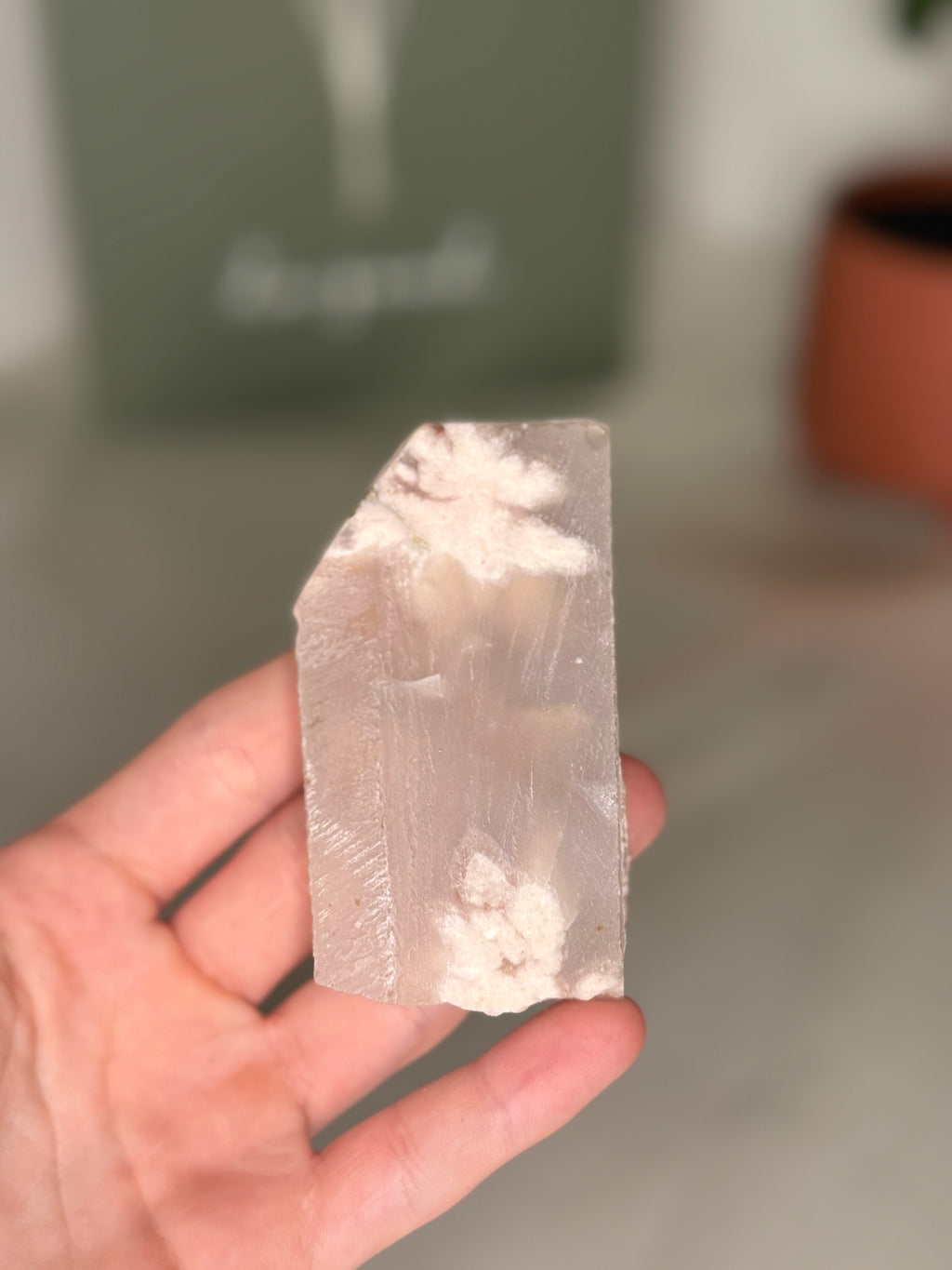 Unpolished flower agate slabs