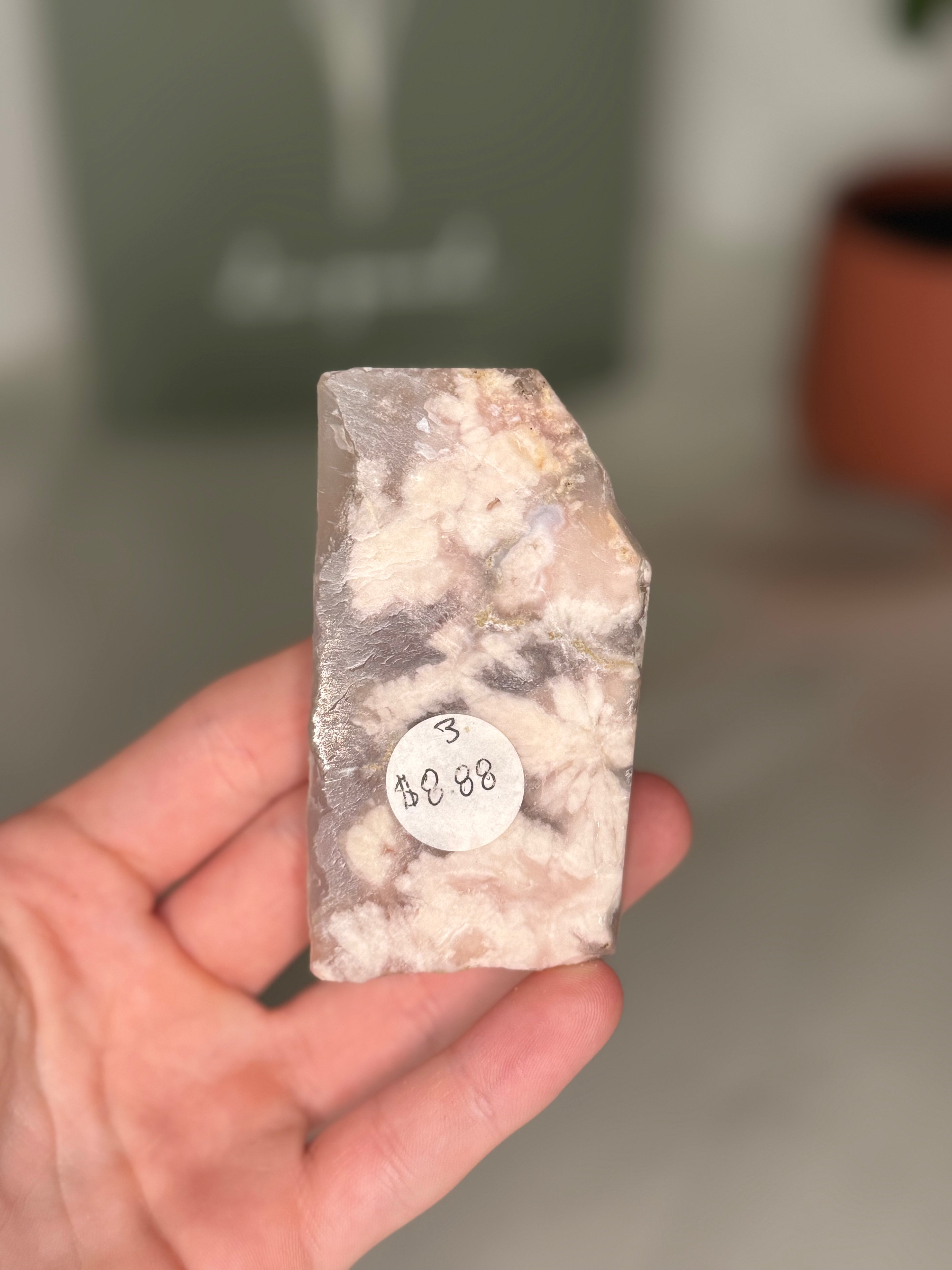 Unpolished flower agate slabs