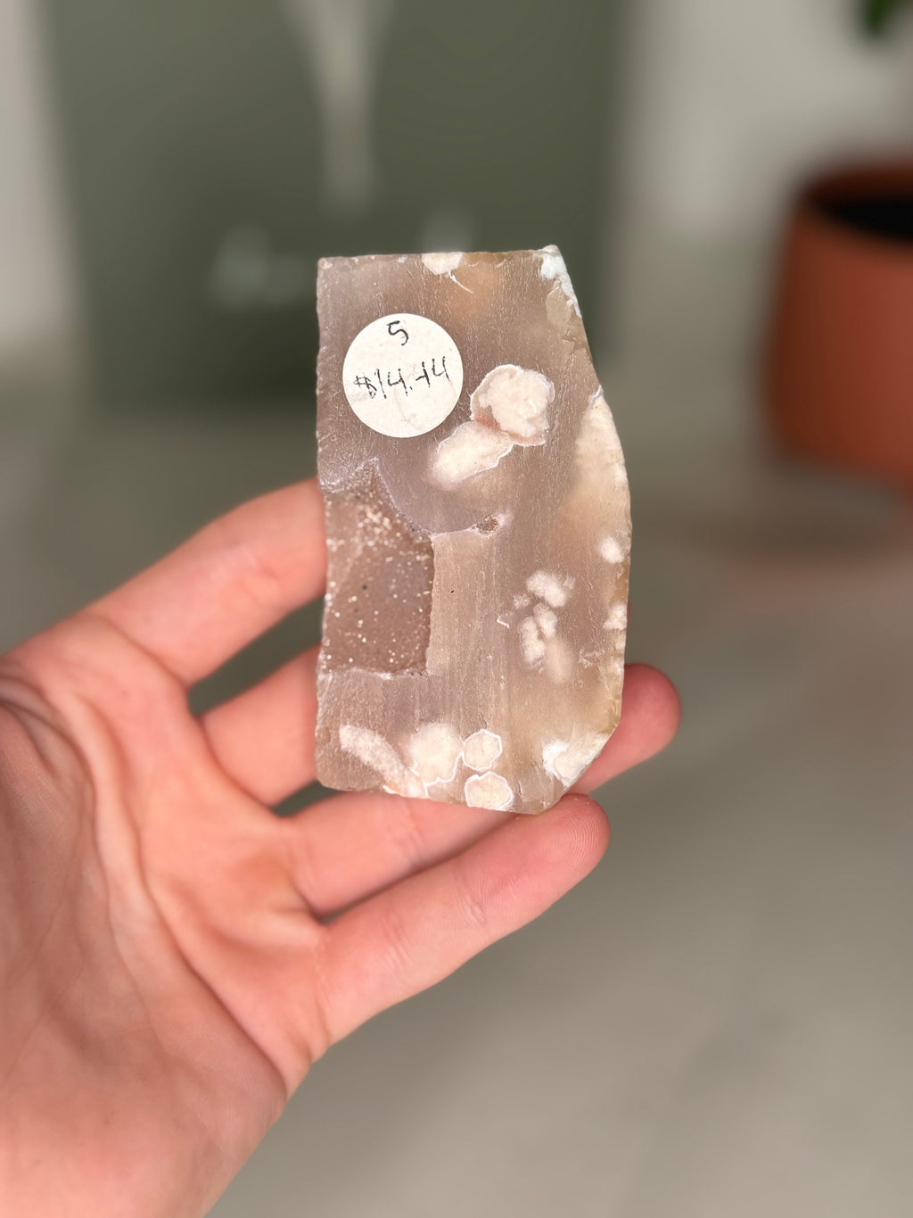 Unpolished flower agate slabs