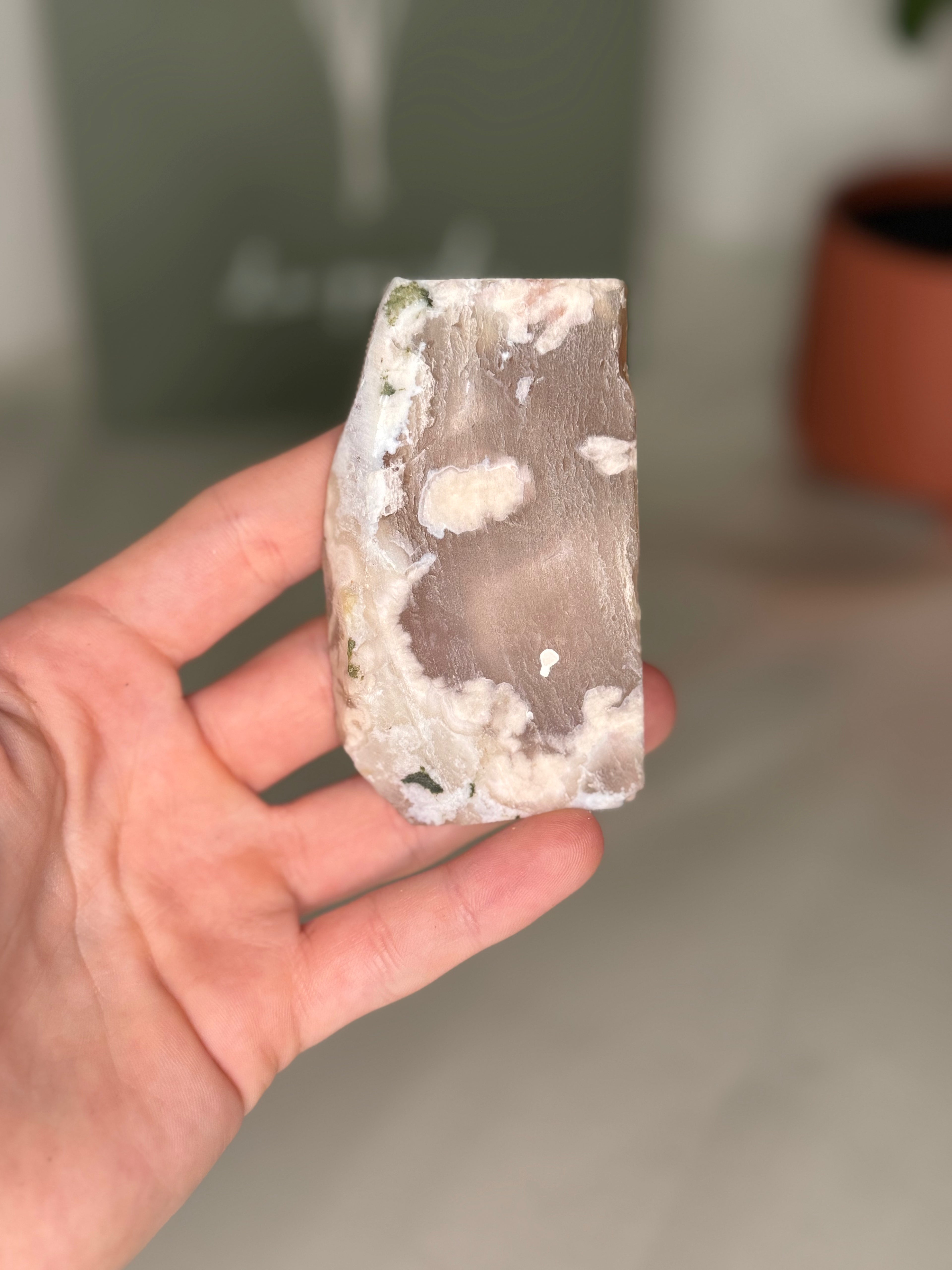 Unpolished flower agate slabs