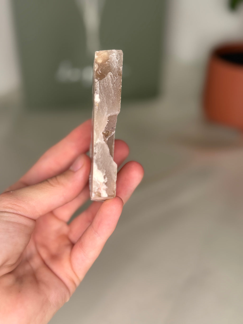 Unpolished flower agate slabs