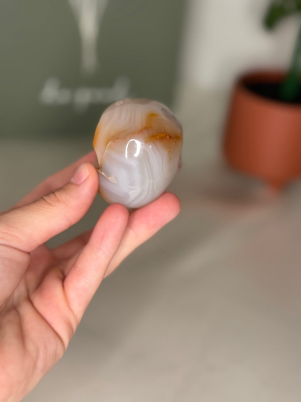 Druzy agate skull