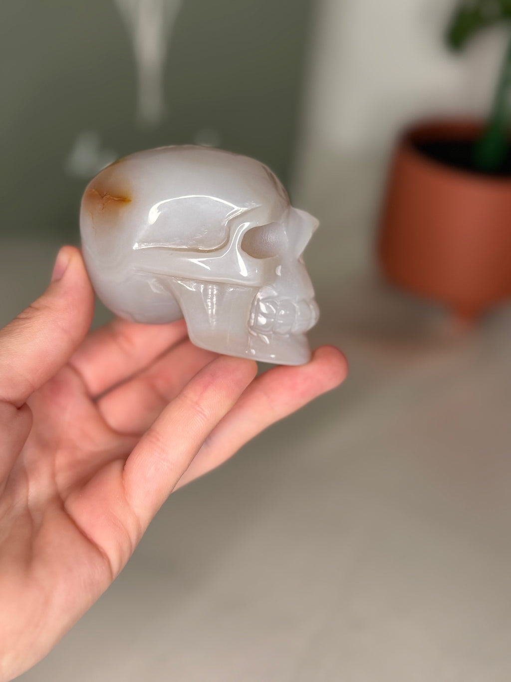 Druzy agate skull