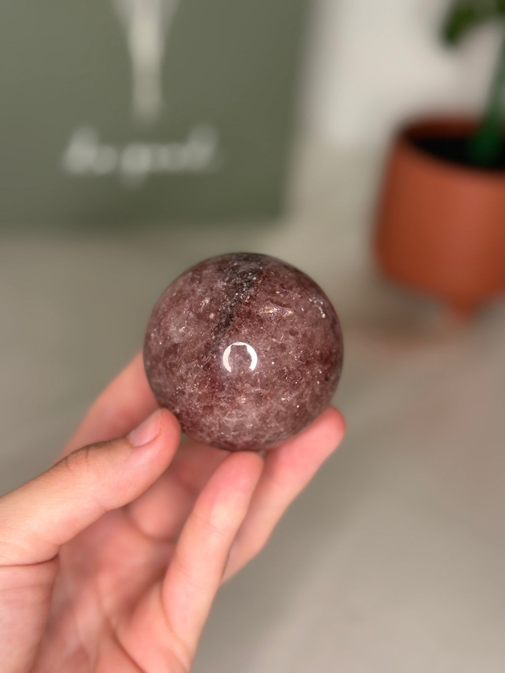 Strawberry quartz sphere