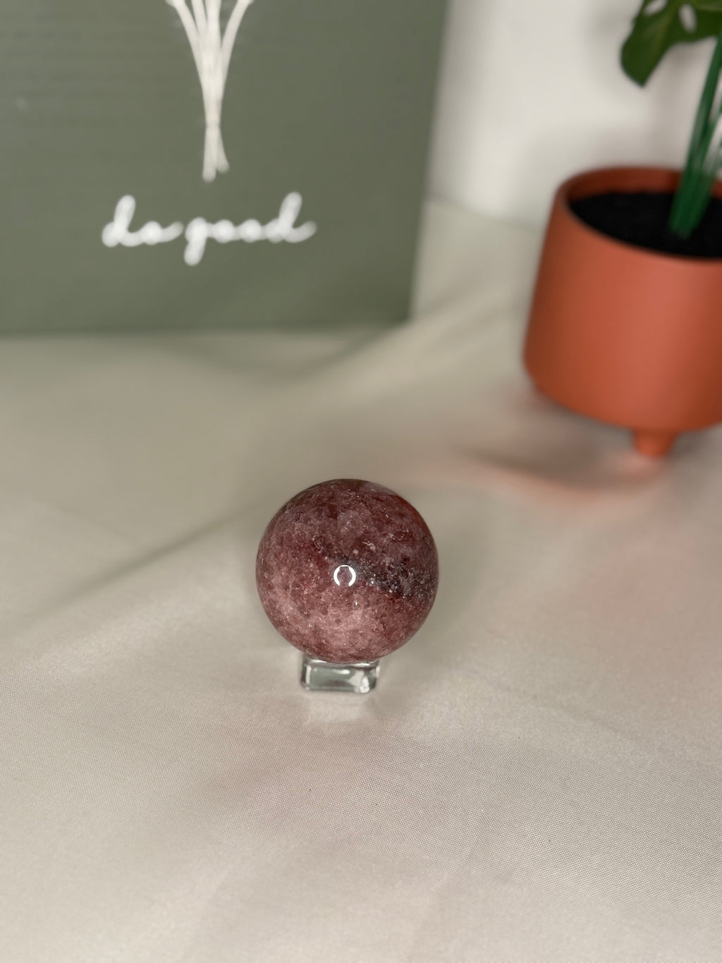 Strawberry quartz sphere