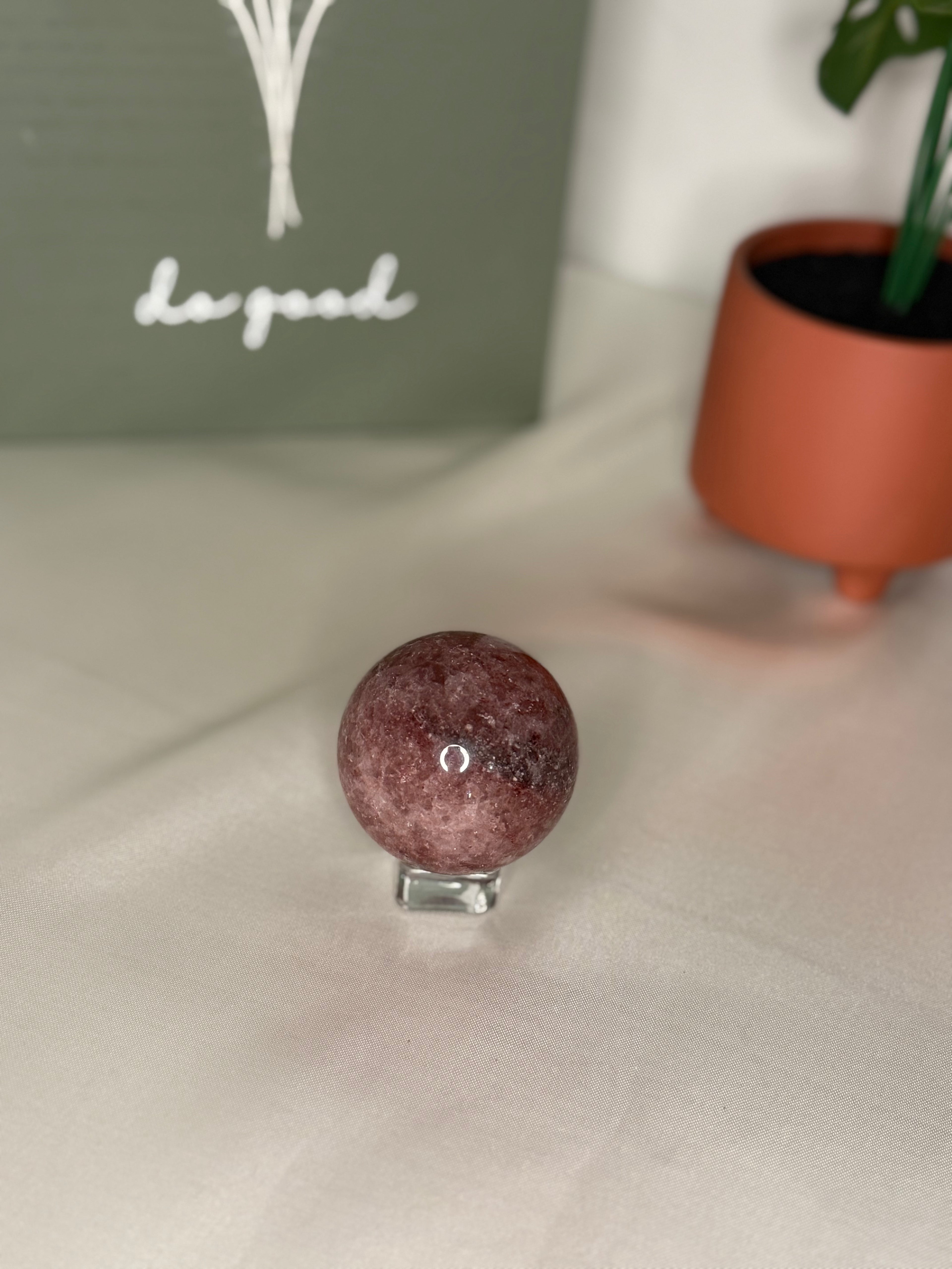 Strawberry quartz sphere