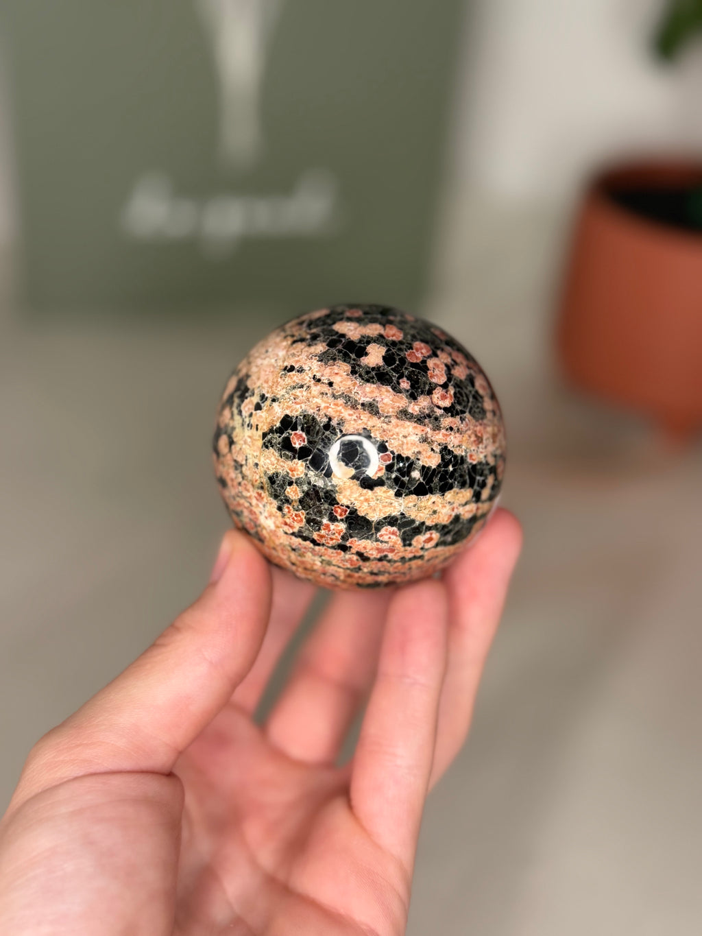 Red leopard skin jasper spheres