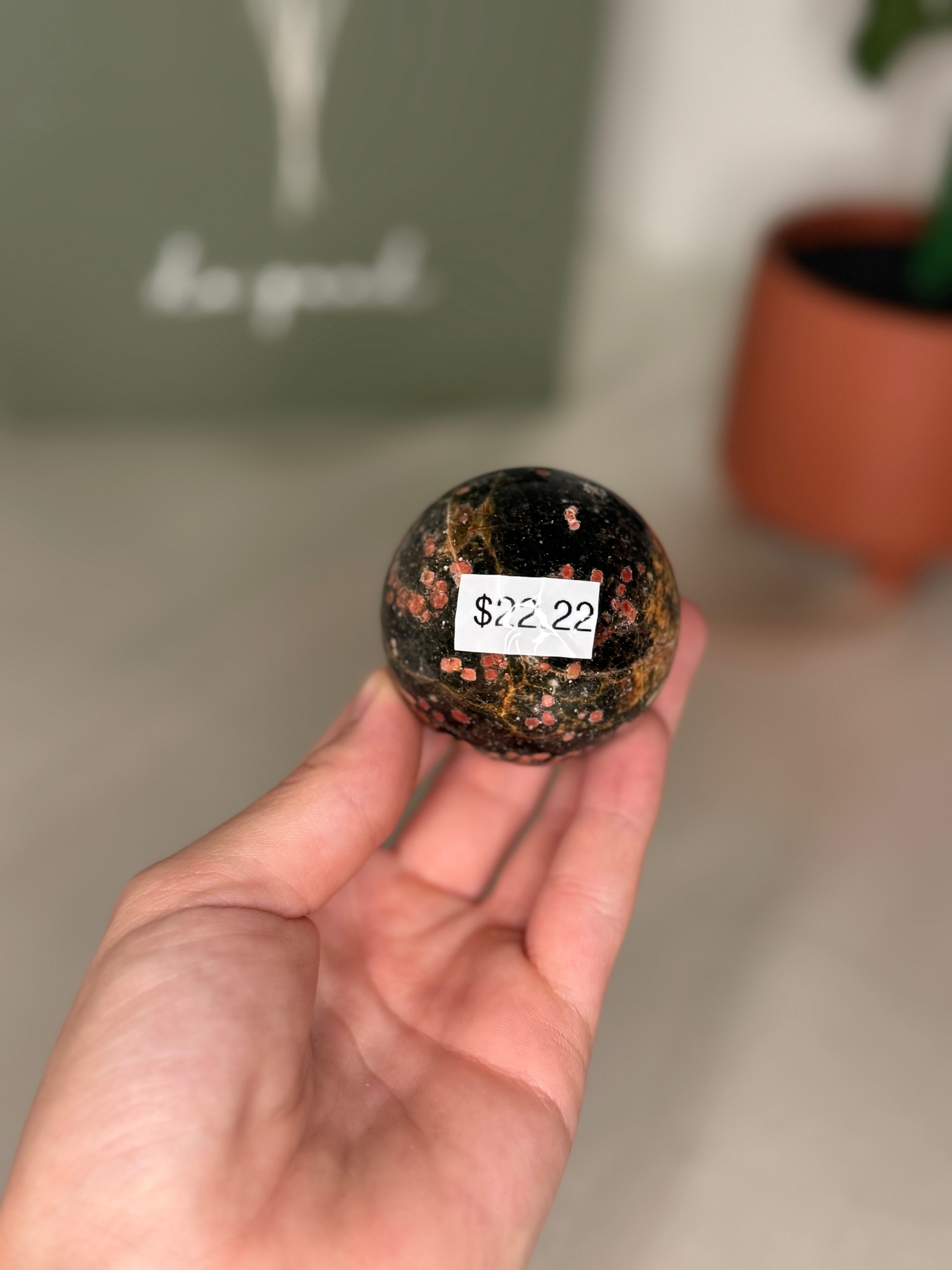 Red leopard skin jasper spheres