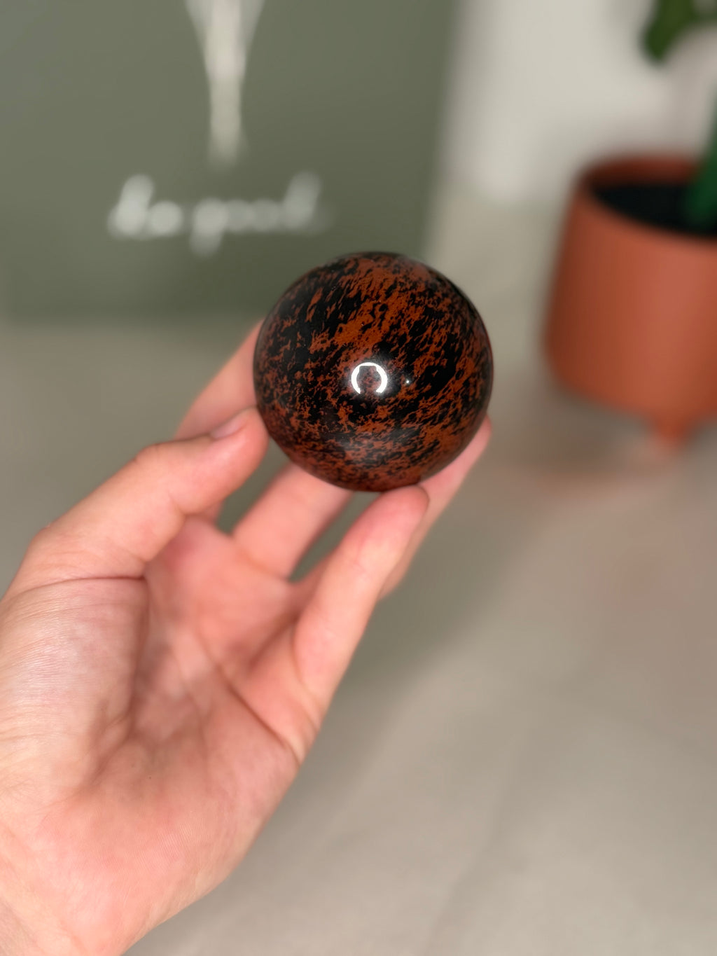 Mahogany obsidian sphere