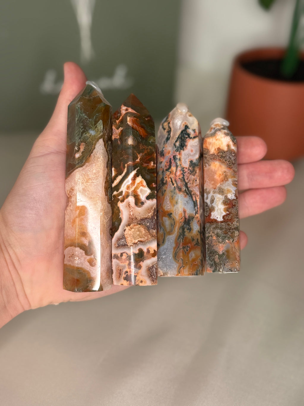Carnelian moss agate towers