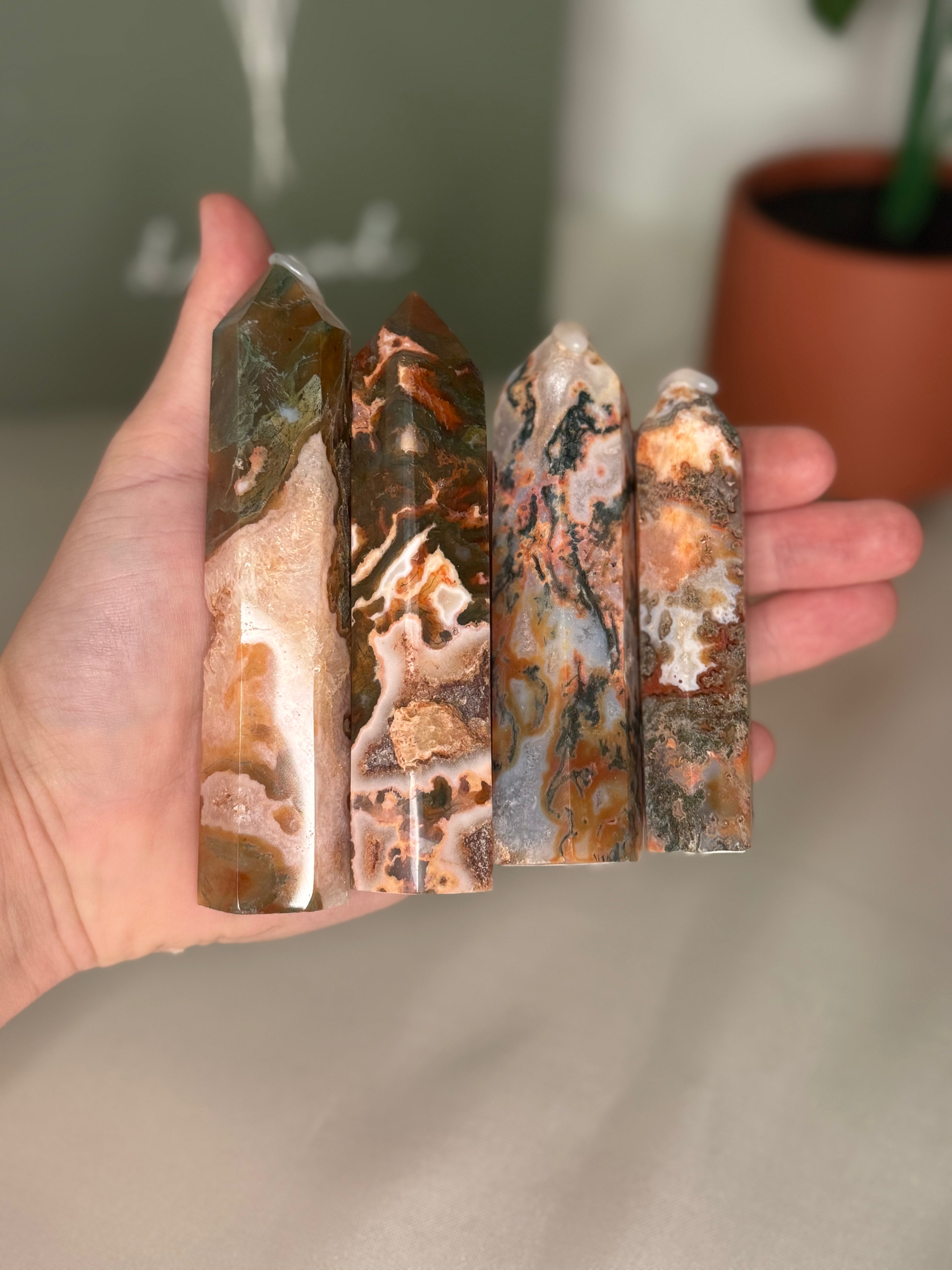 Carnelian moss agate towers