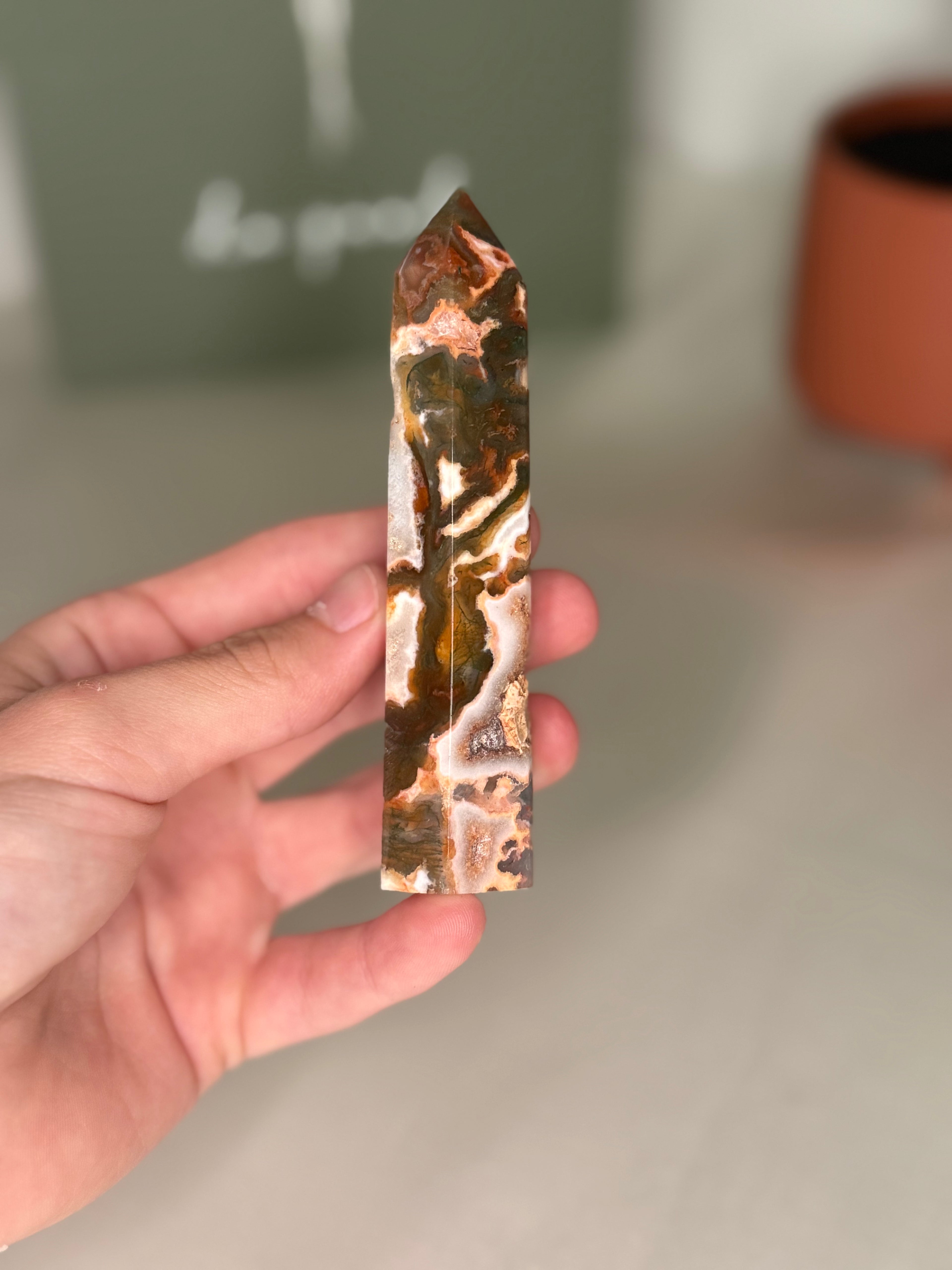 Carnelian moss agate towers