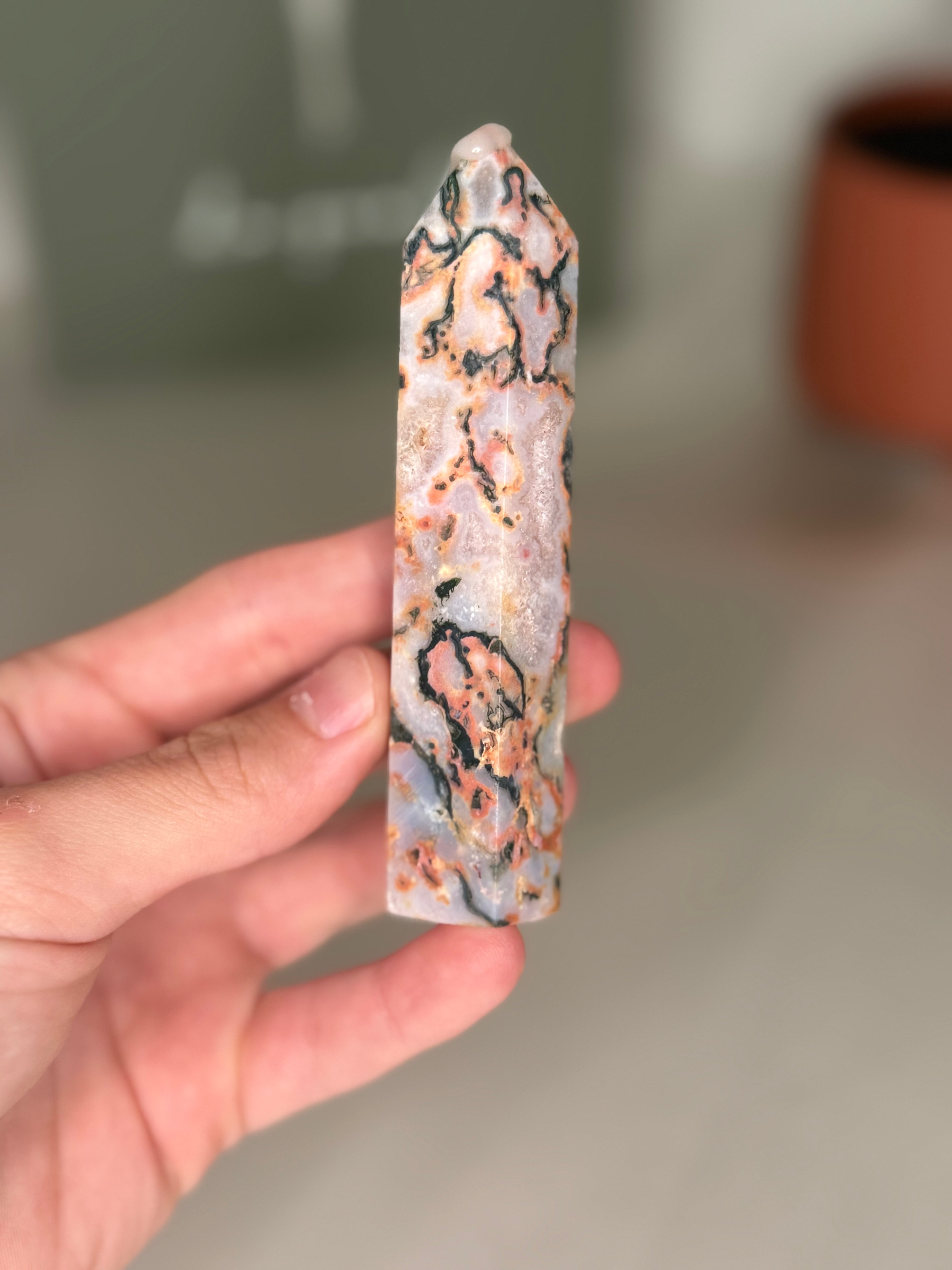 Carnelian moss agate towers