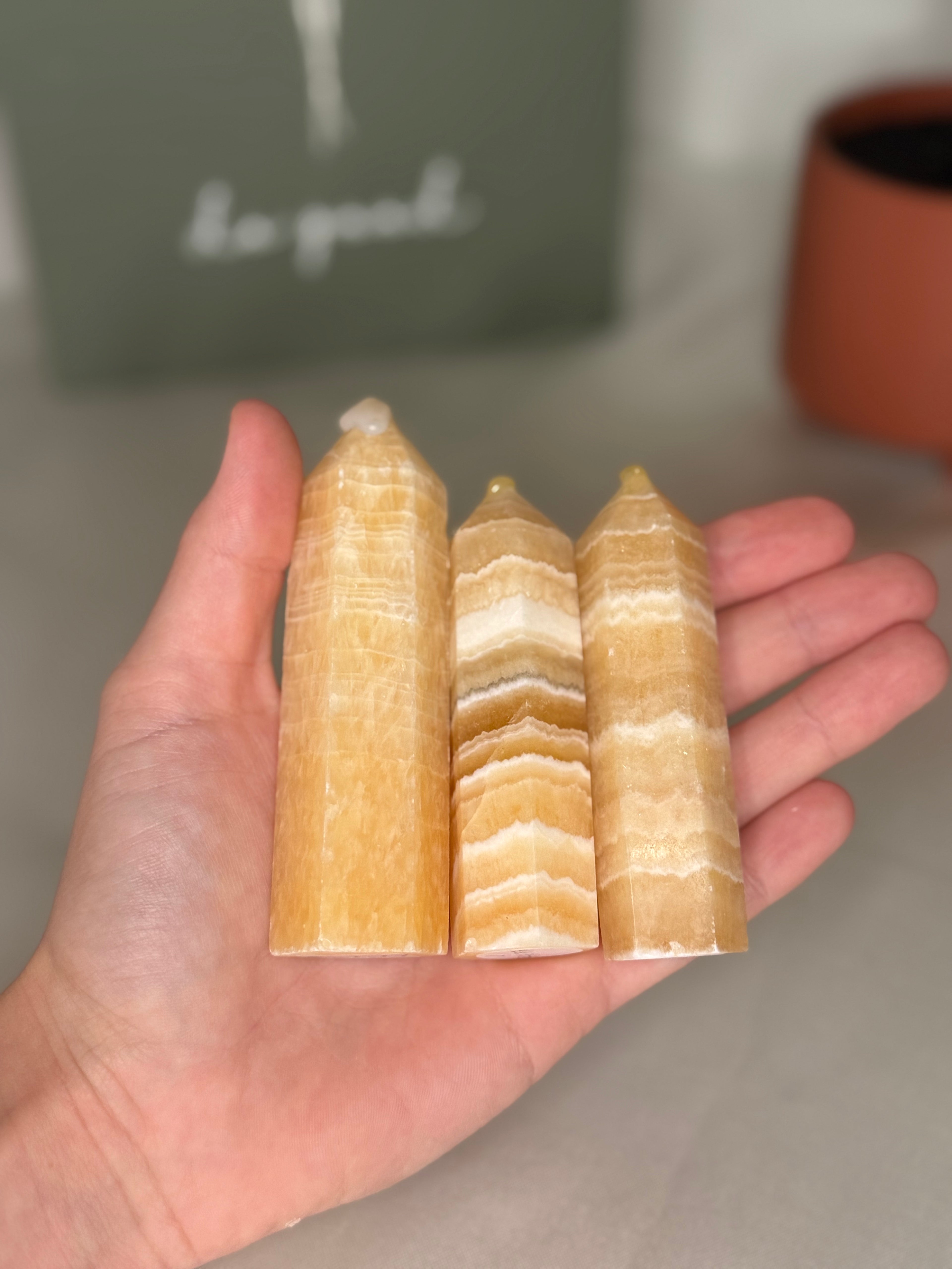 Banded orange calcite towers