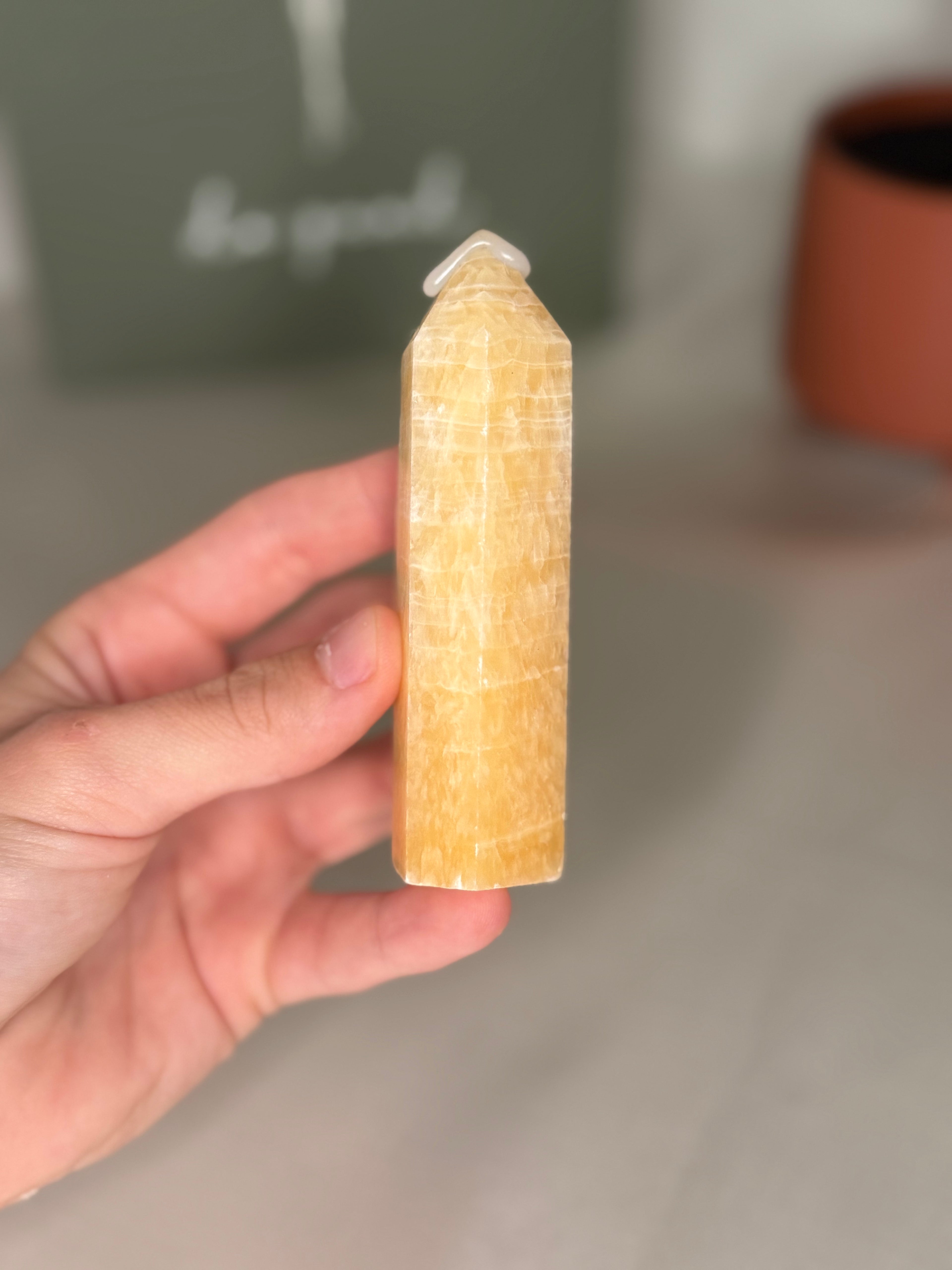 Banded orange calcite towers