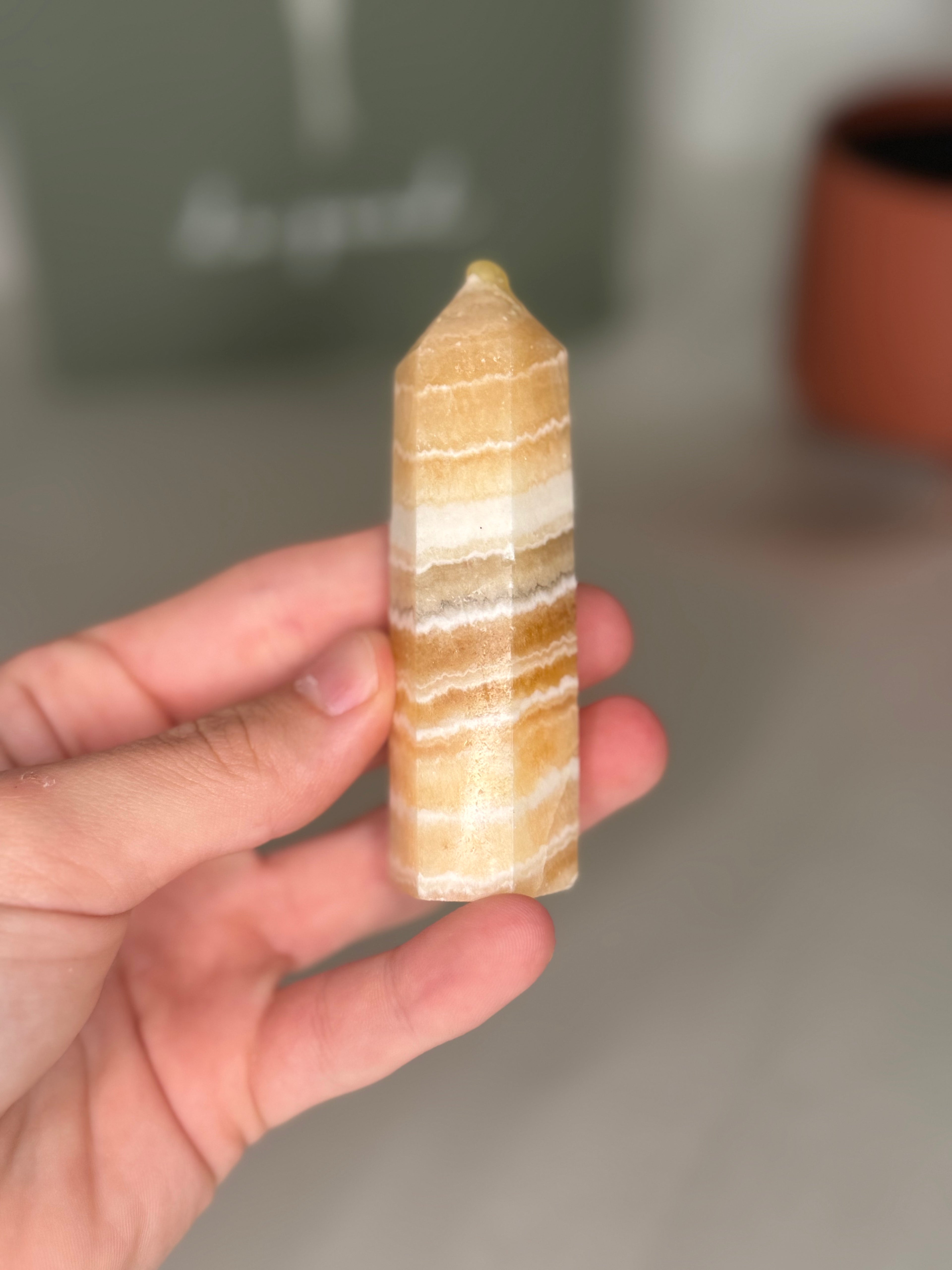 Banded orange calcite towers