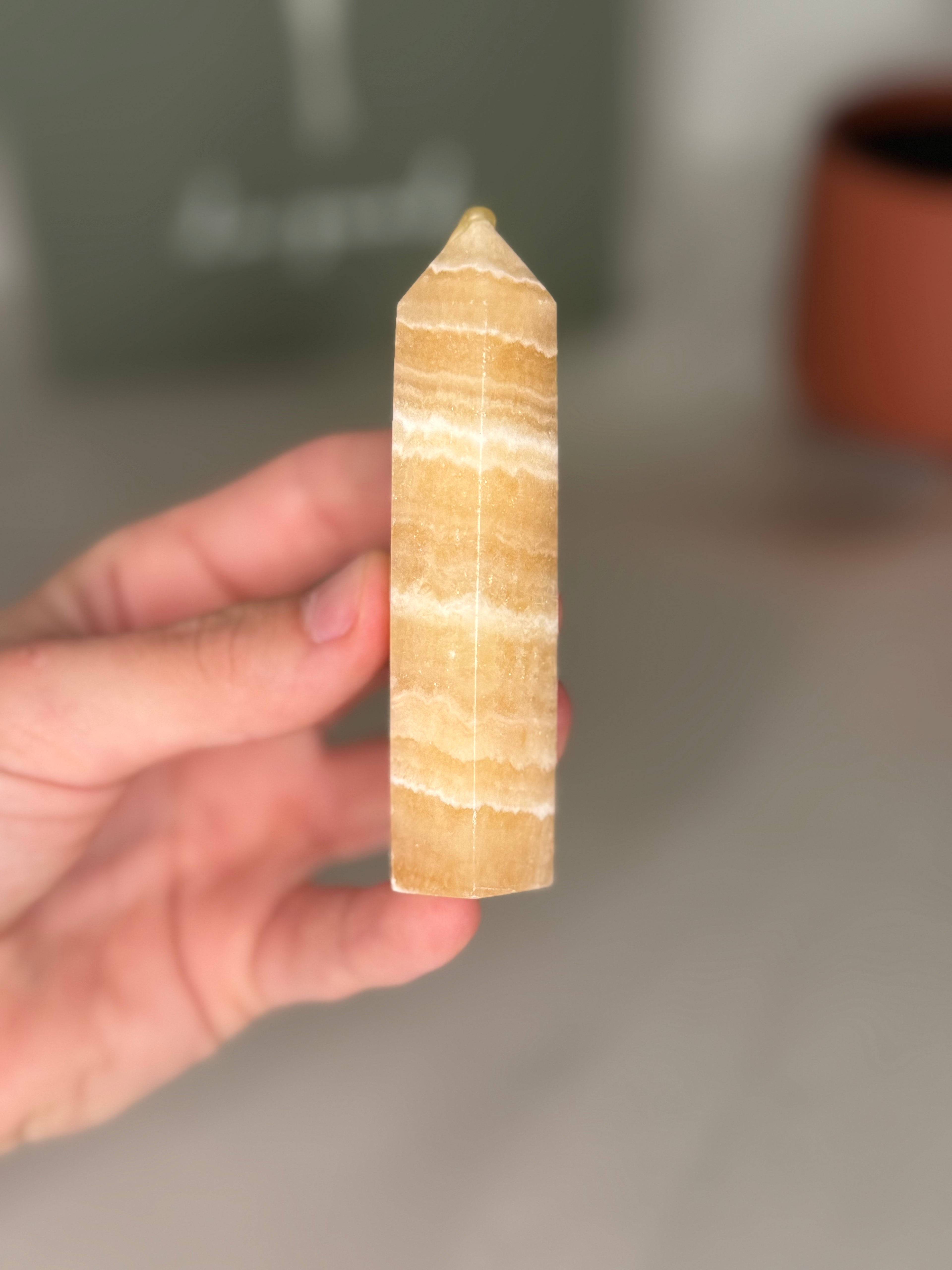 Banded orange calcite towers