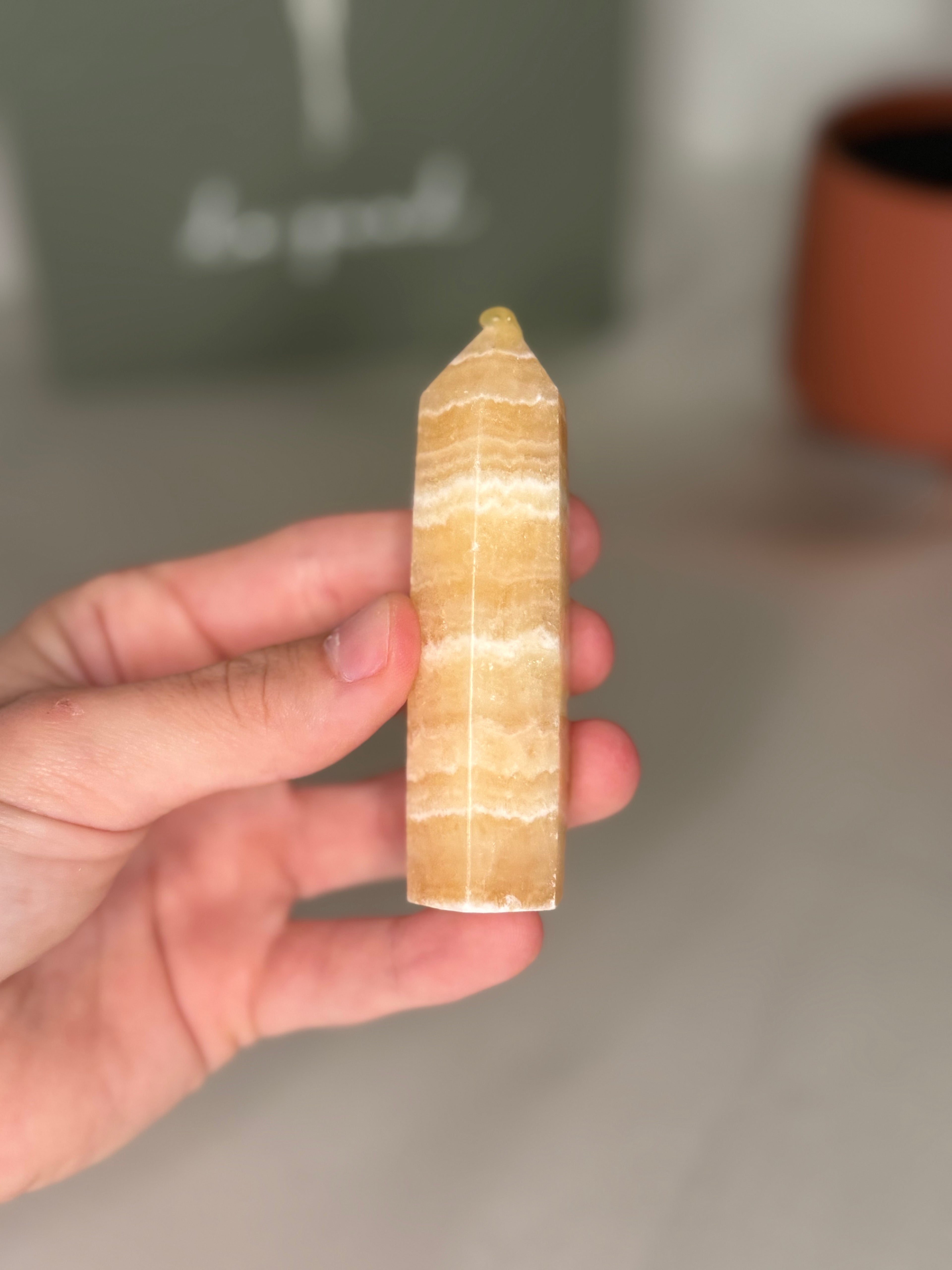 Banded orange calcite towers