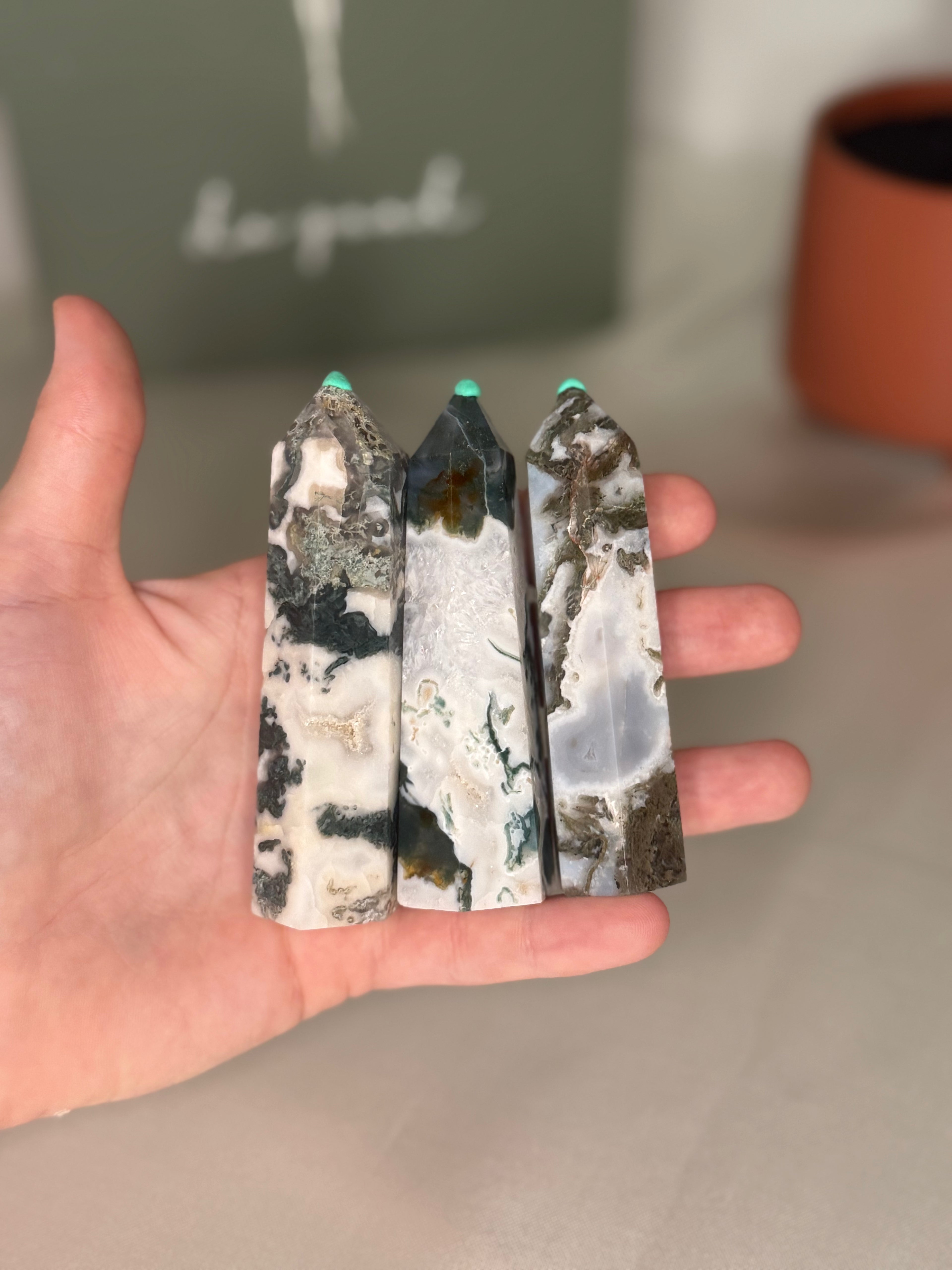Moss agate towers