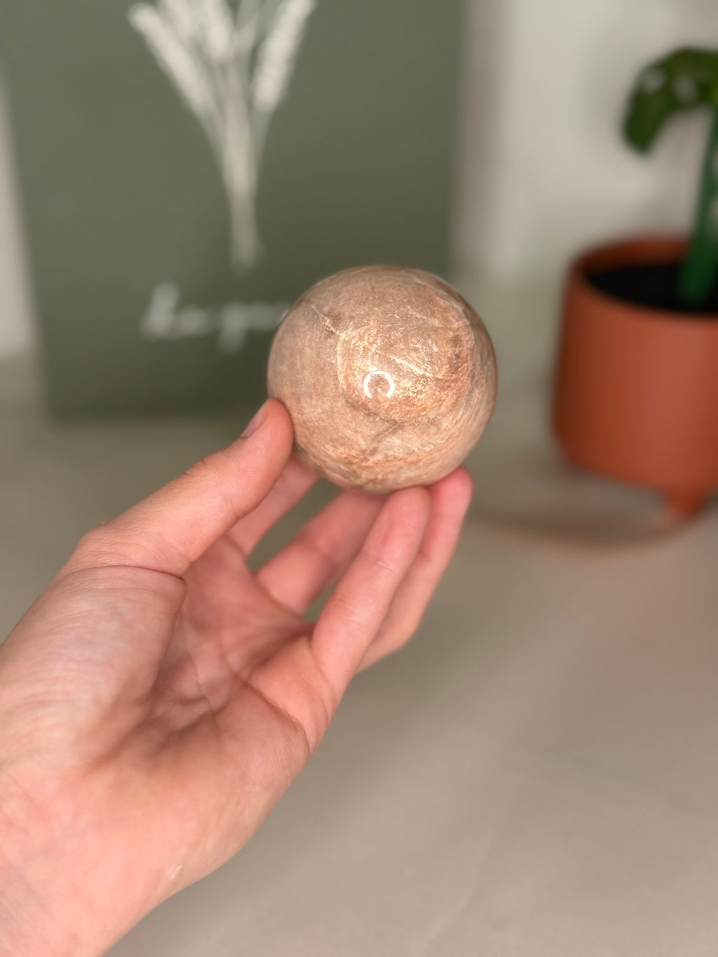 Peach moonstone sphere