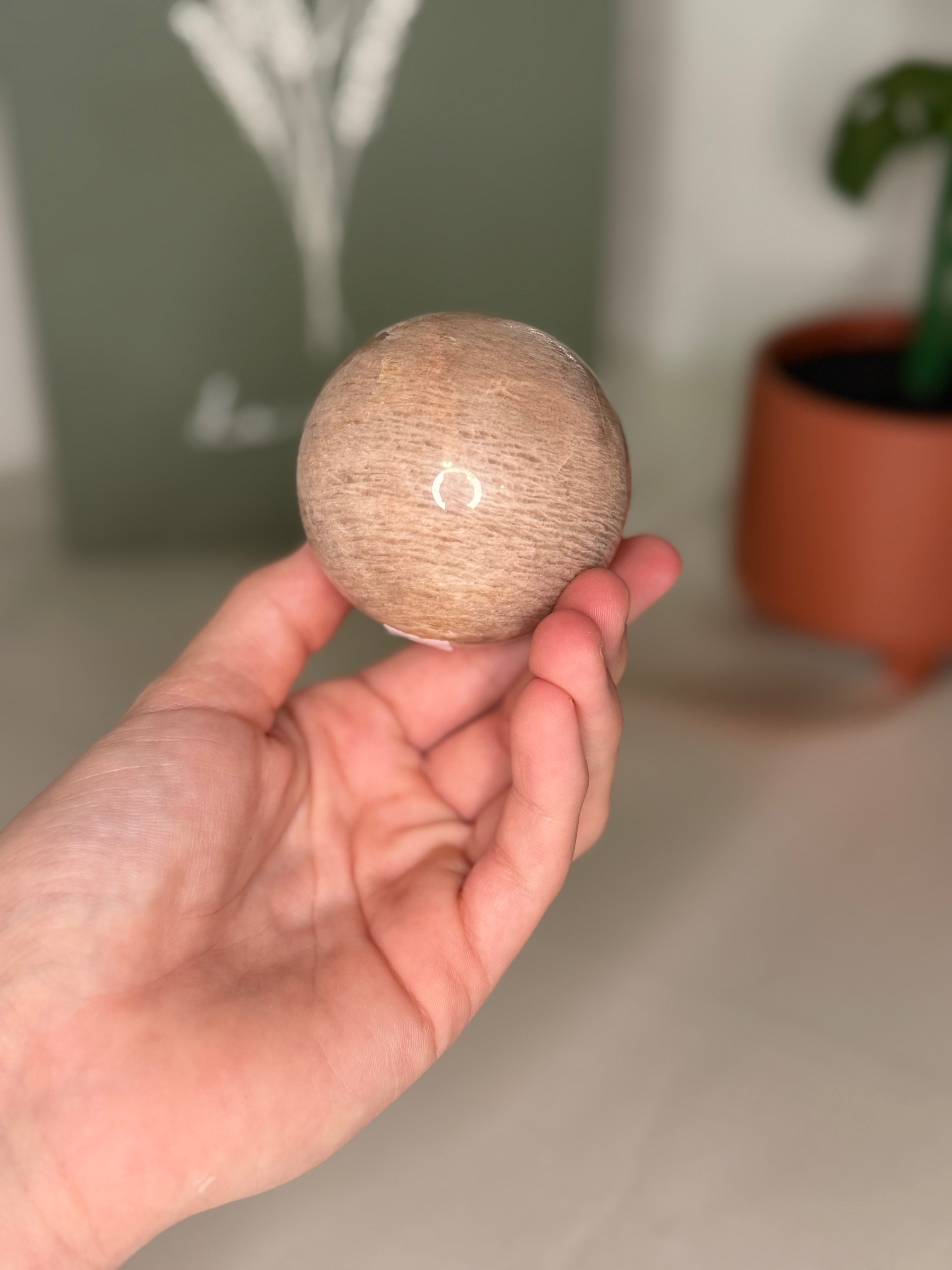 Peach moonstone sphere