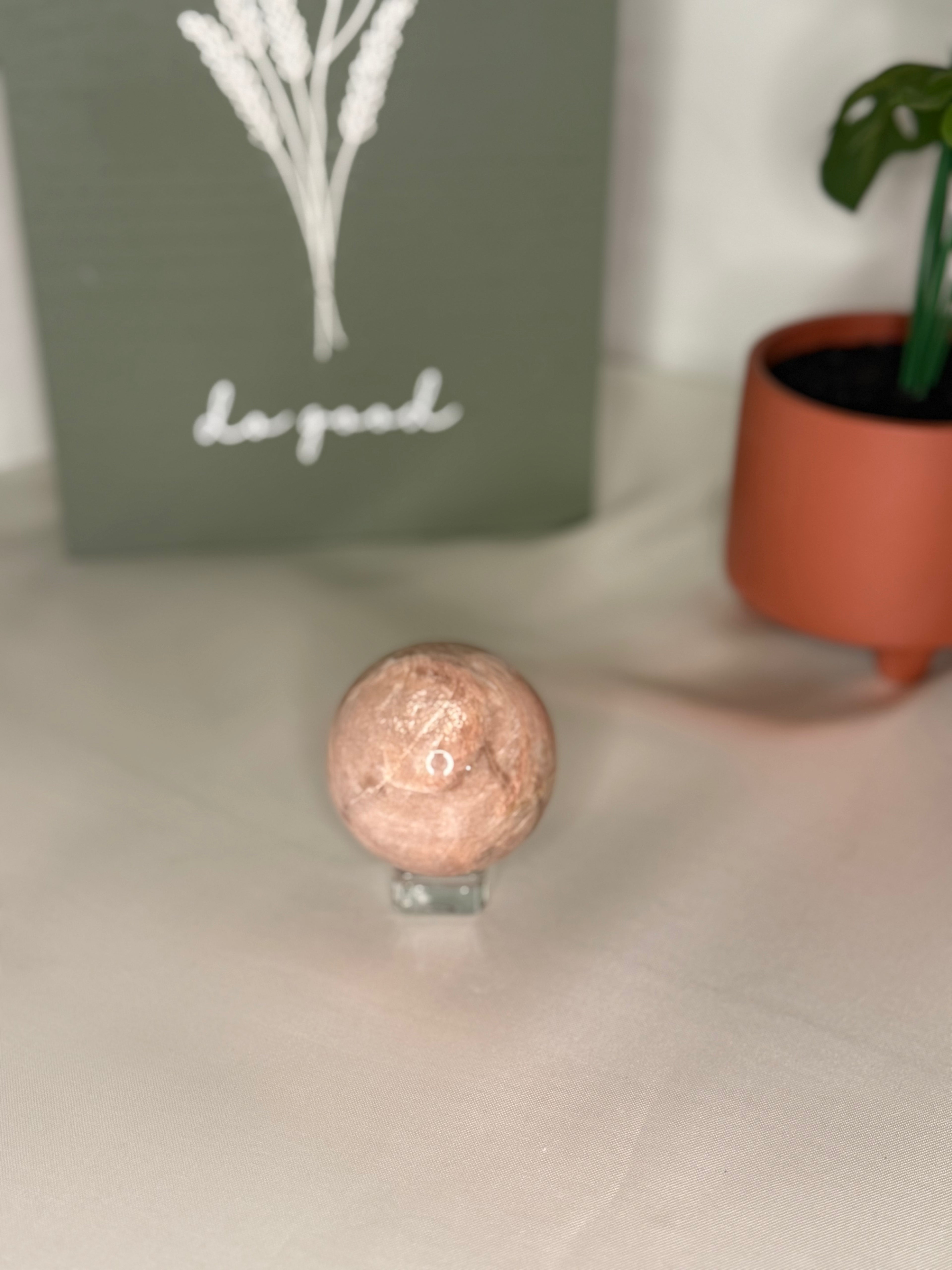 Peach moonstone sphere