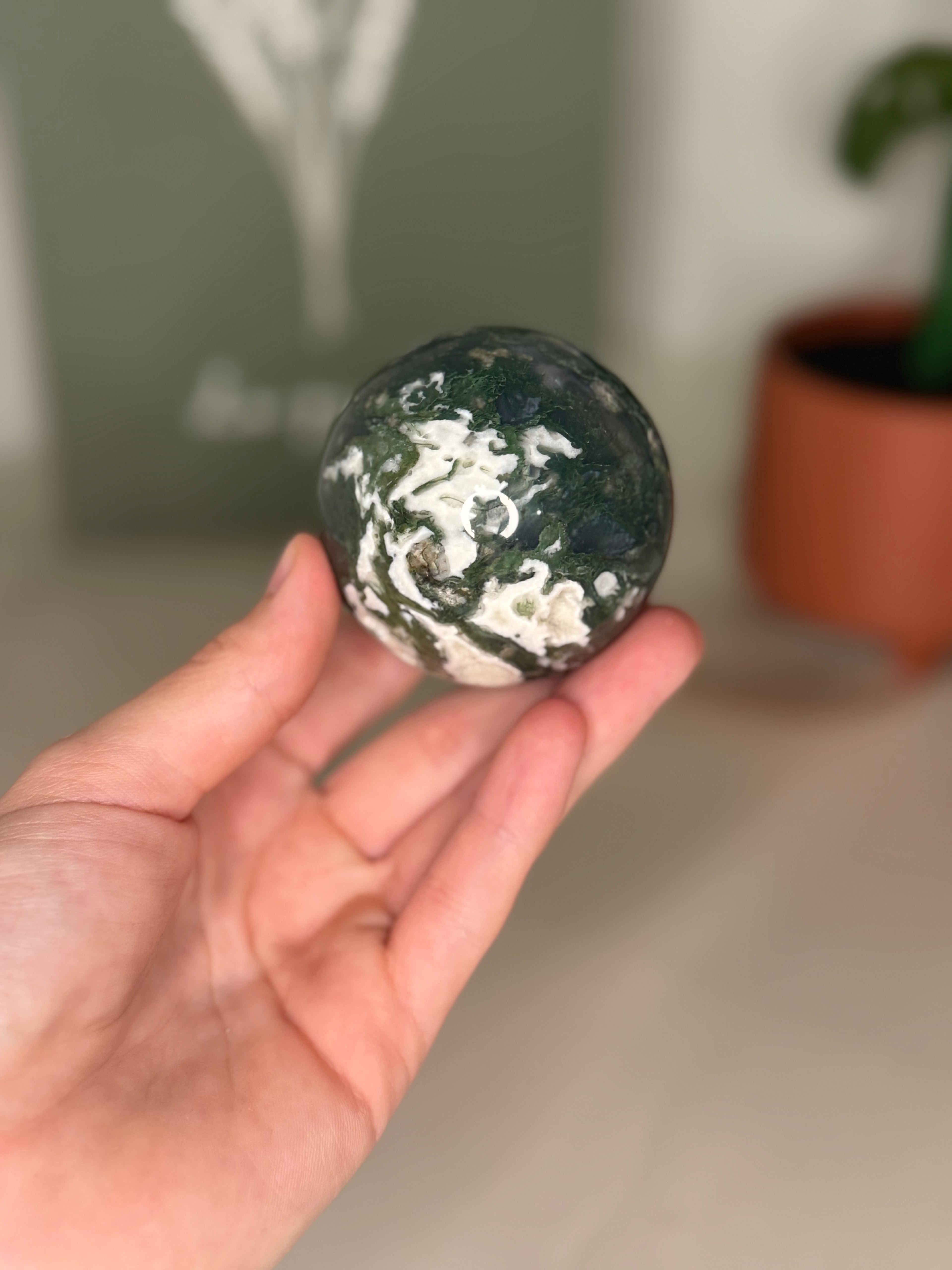 Moss agate sphere