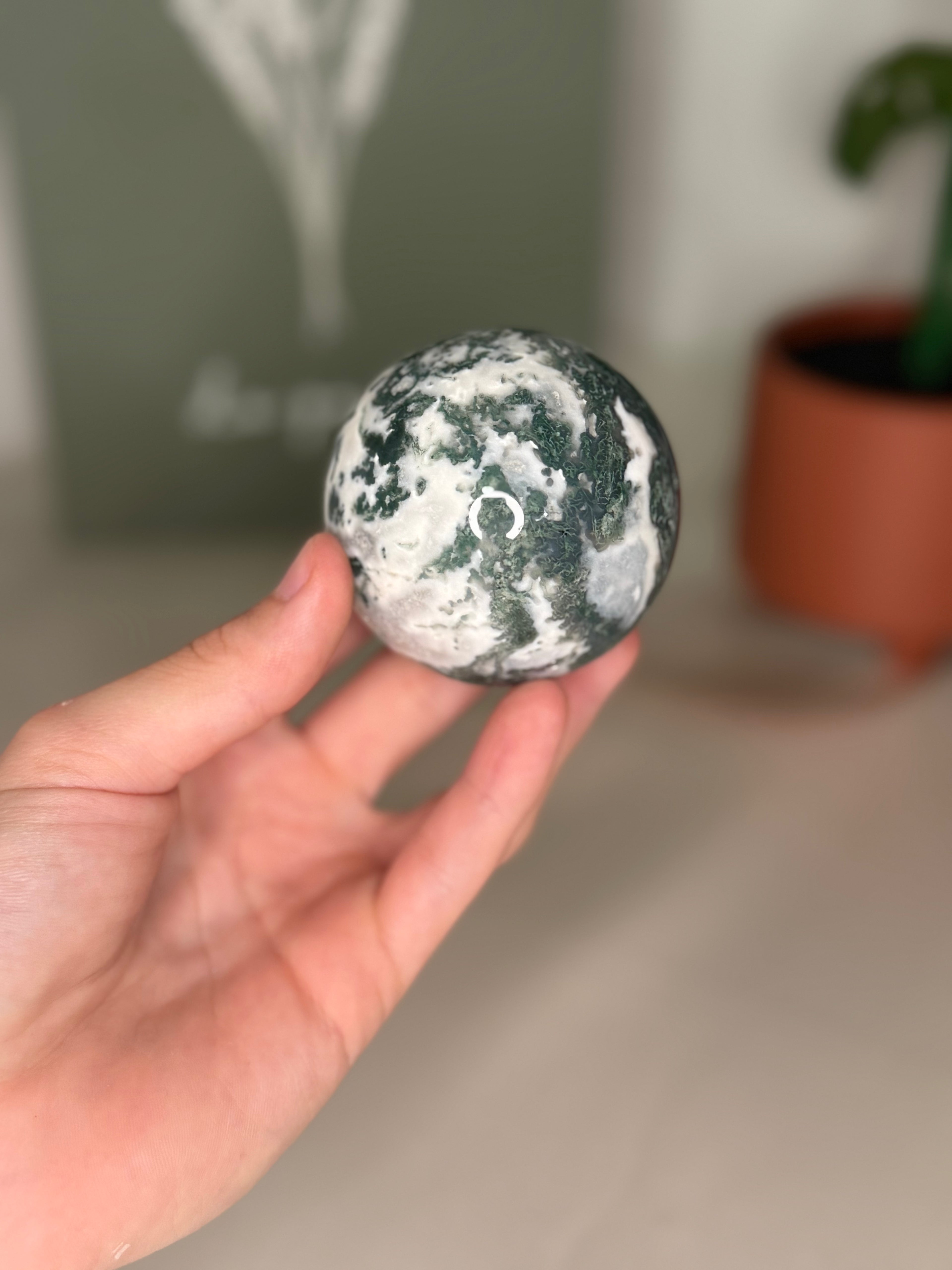 Moss agate sphere