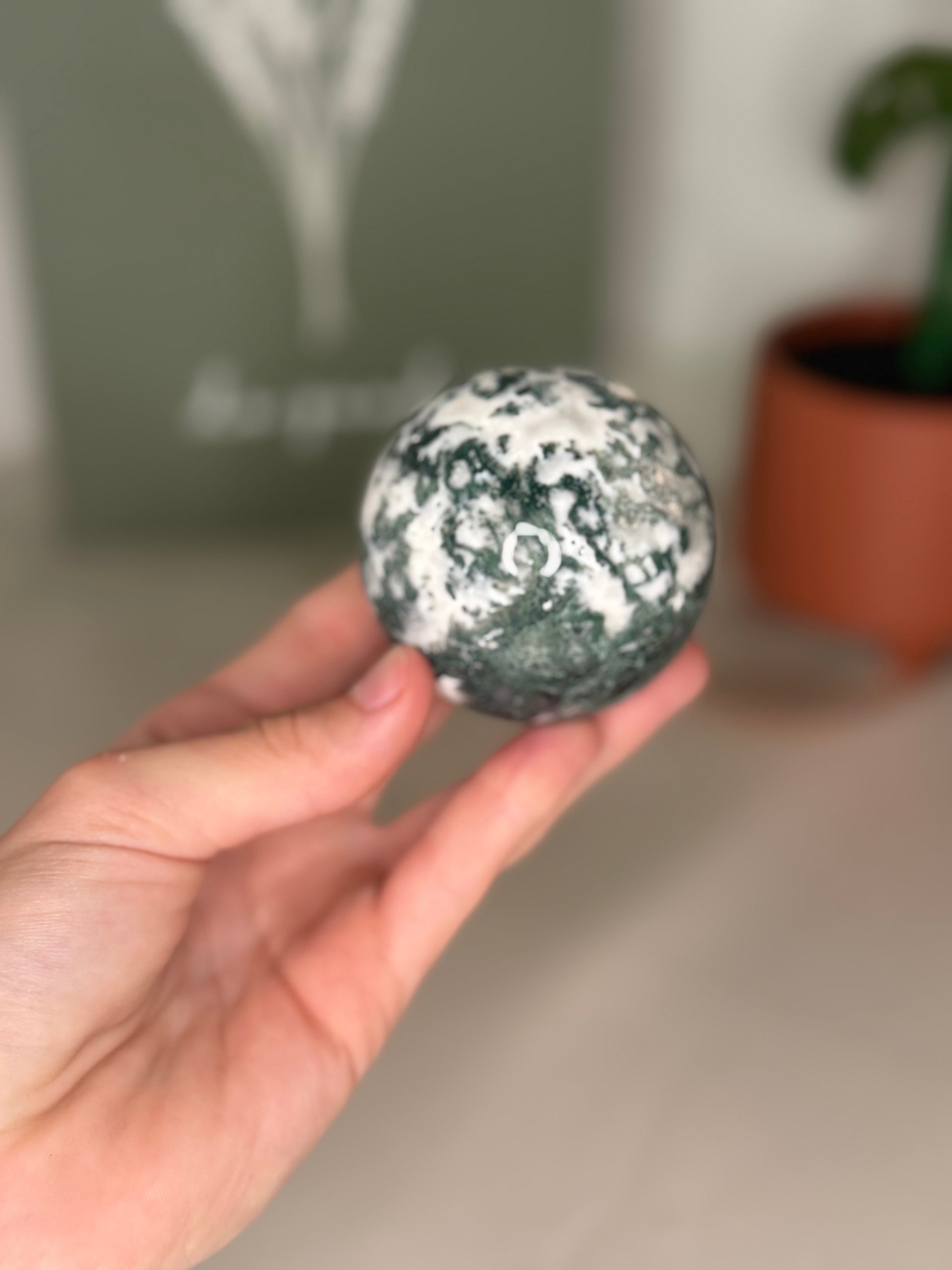 Moss agate sphere