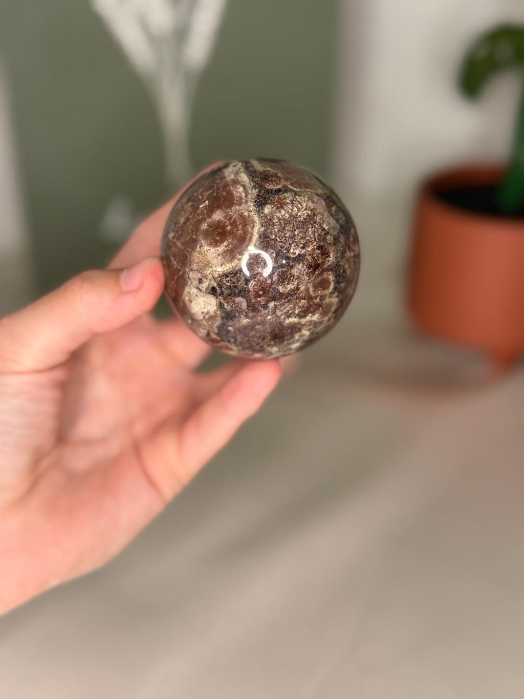 Plum jasper sphere