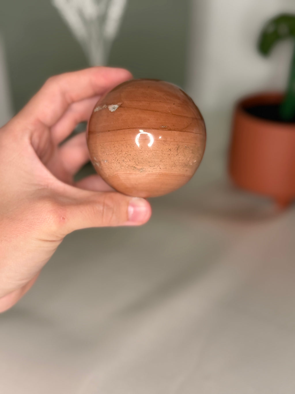 Peach ocean jasper sphere