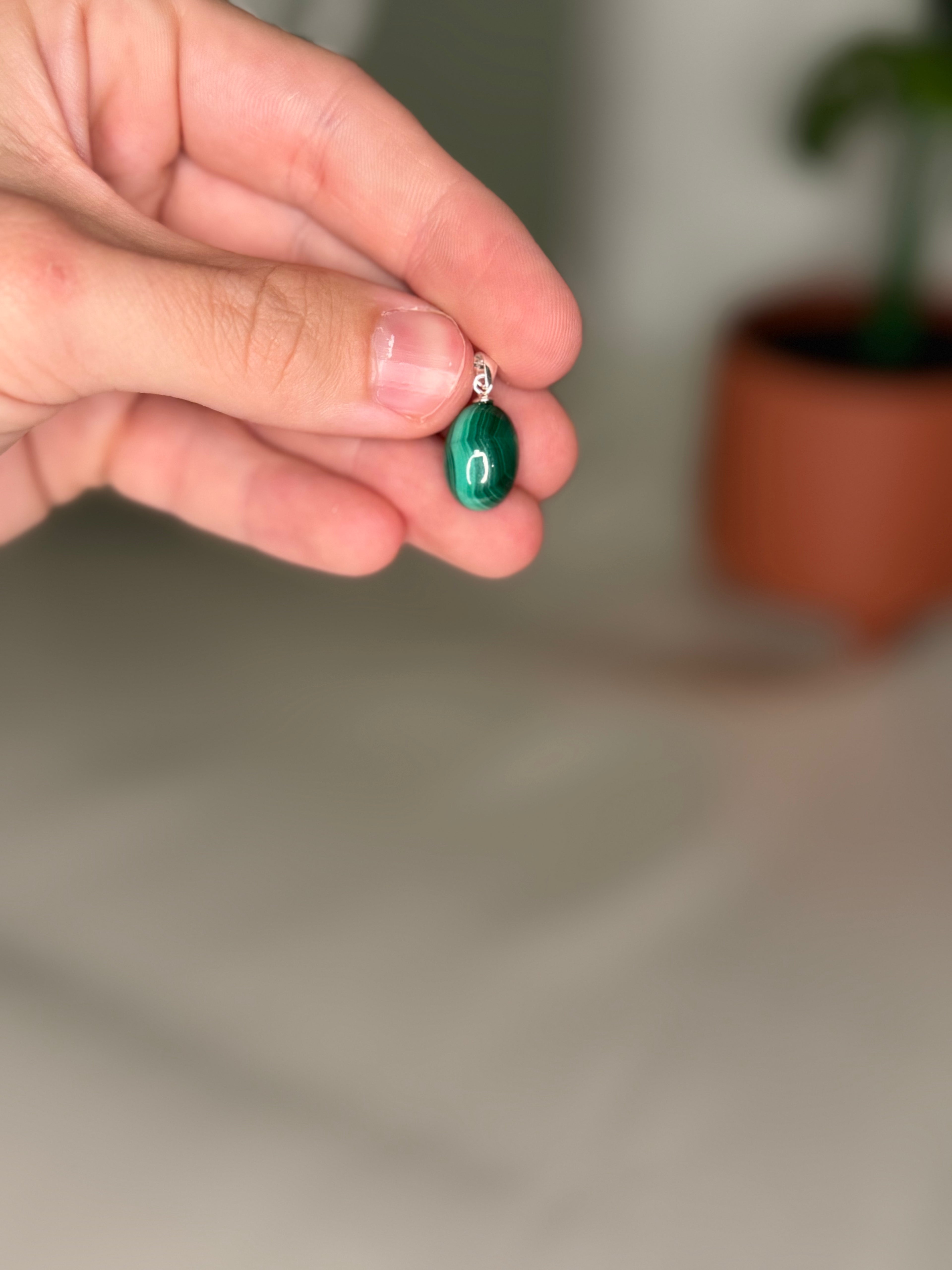 Silver malachite pendant