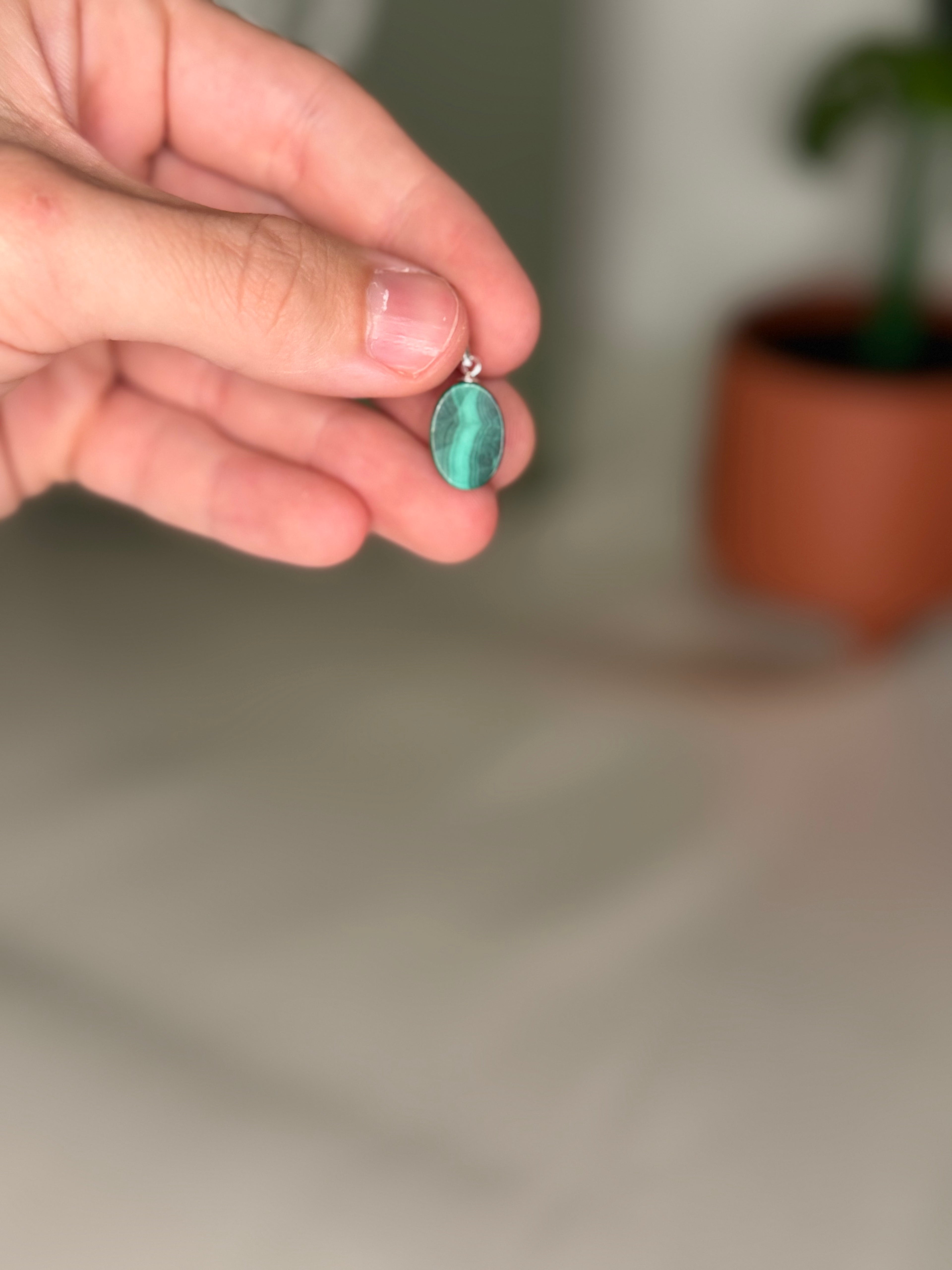 Silver malachite pendant