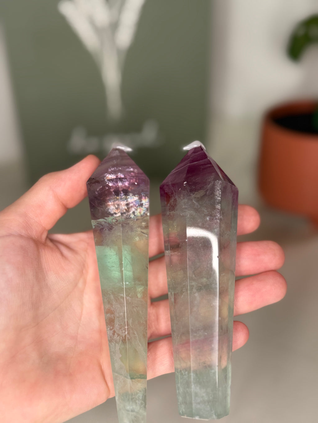Rainbow fluorite wands