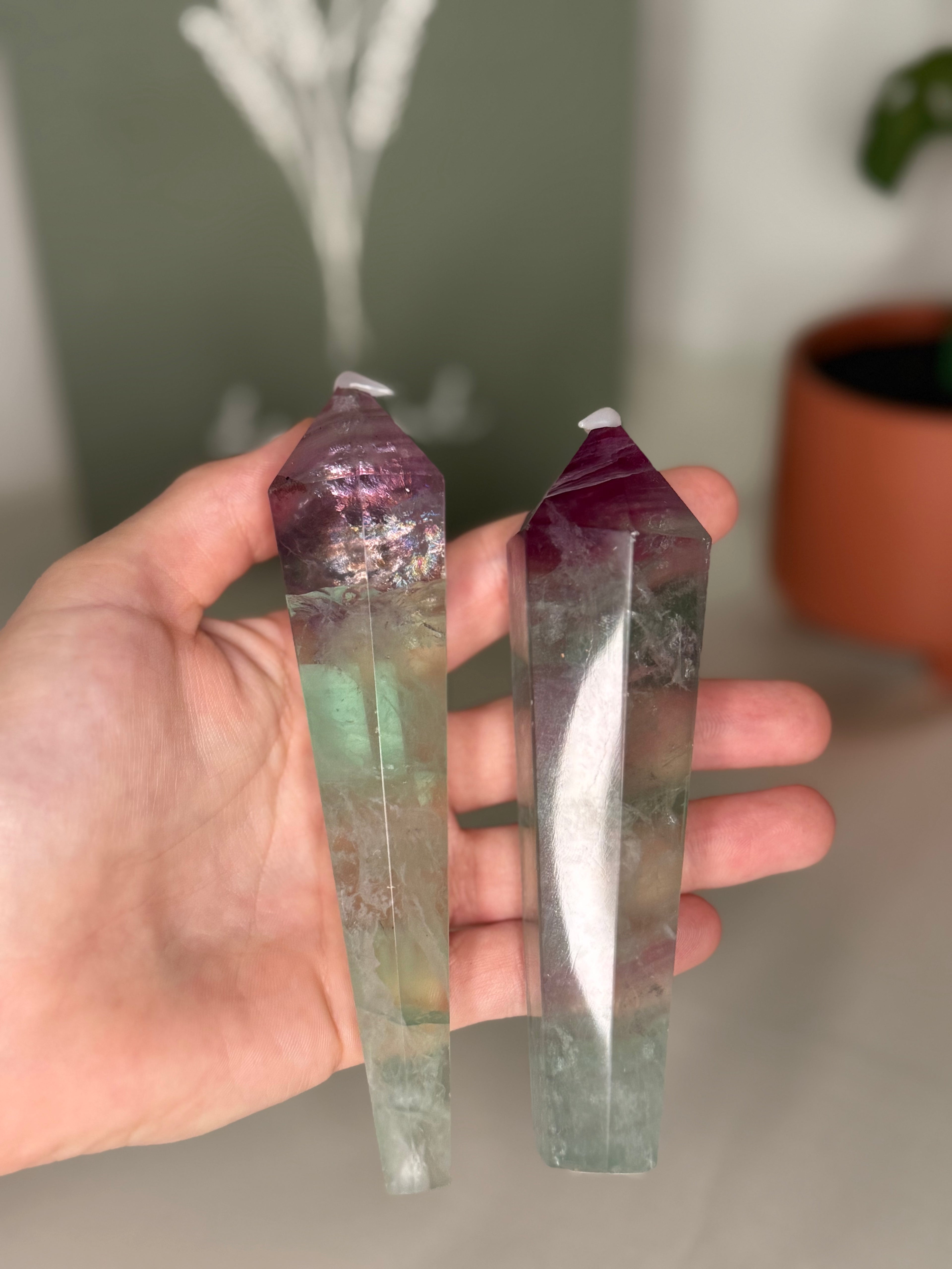Rainbow fluorite wands