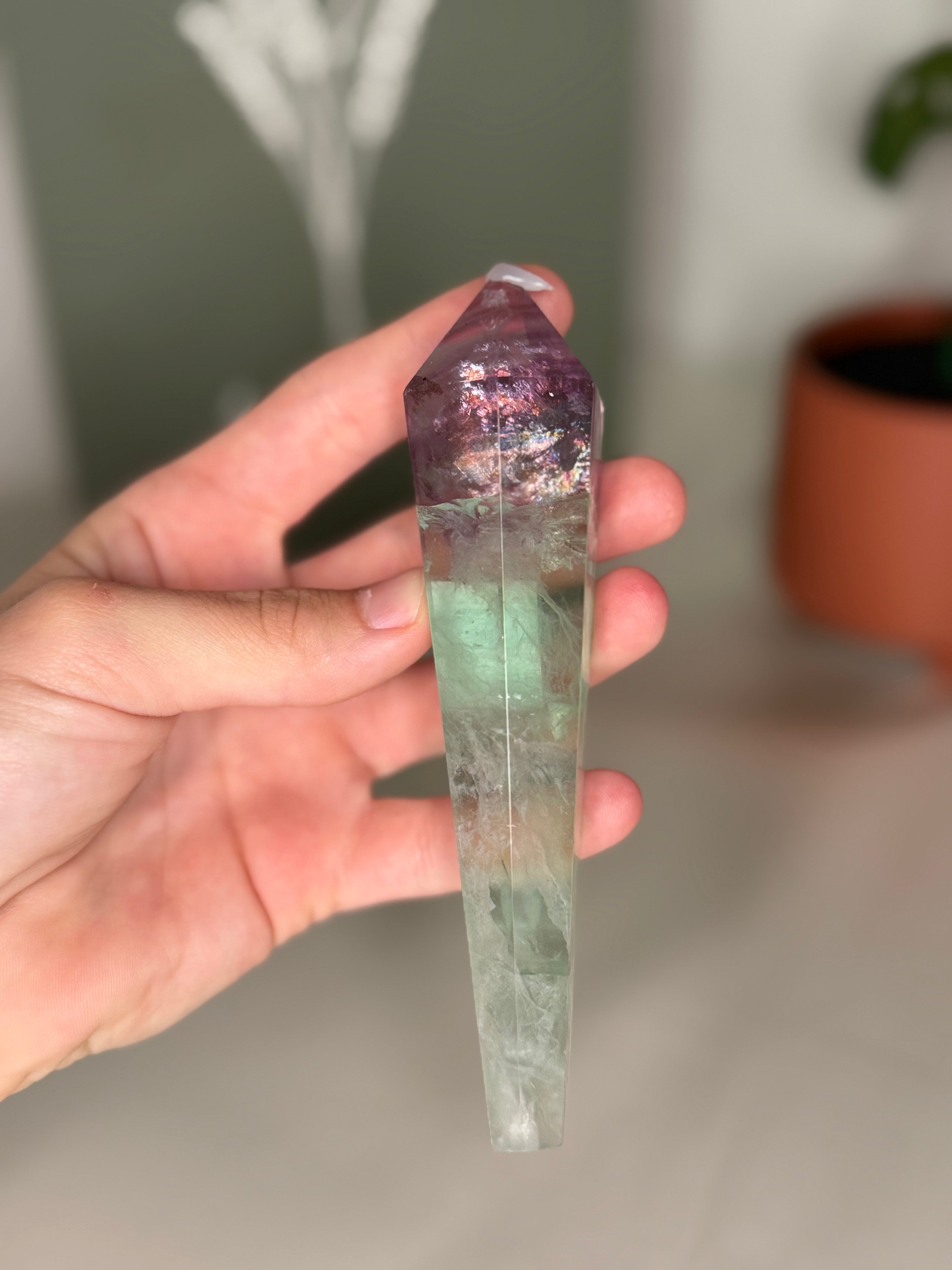 Rainbow fluorite wands