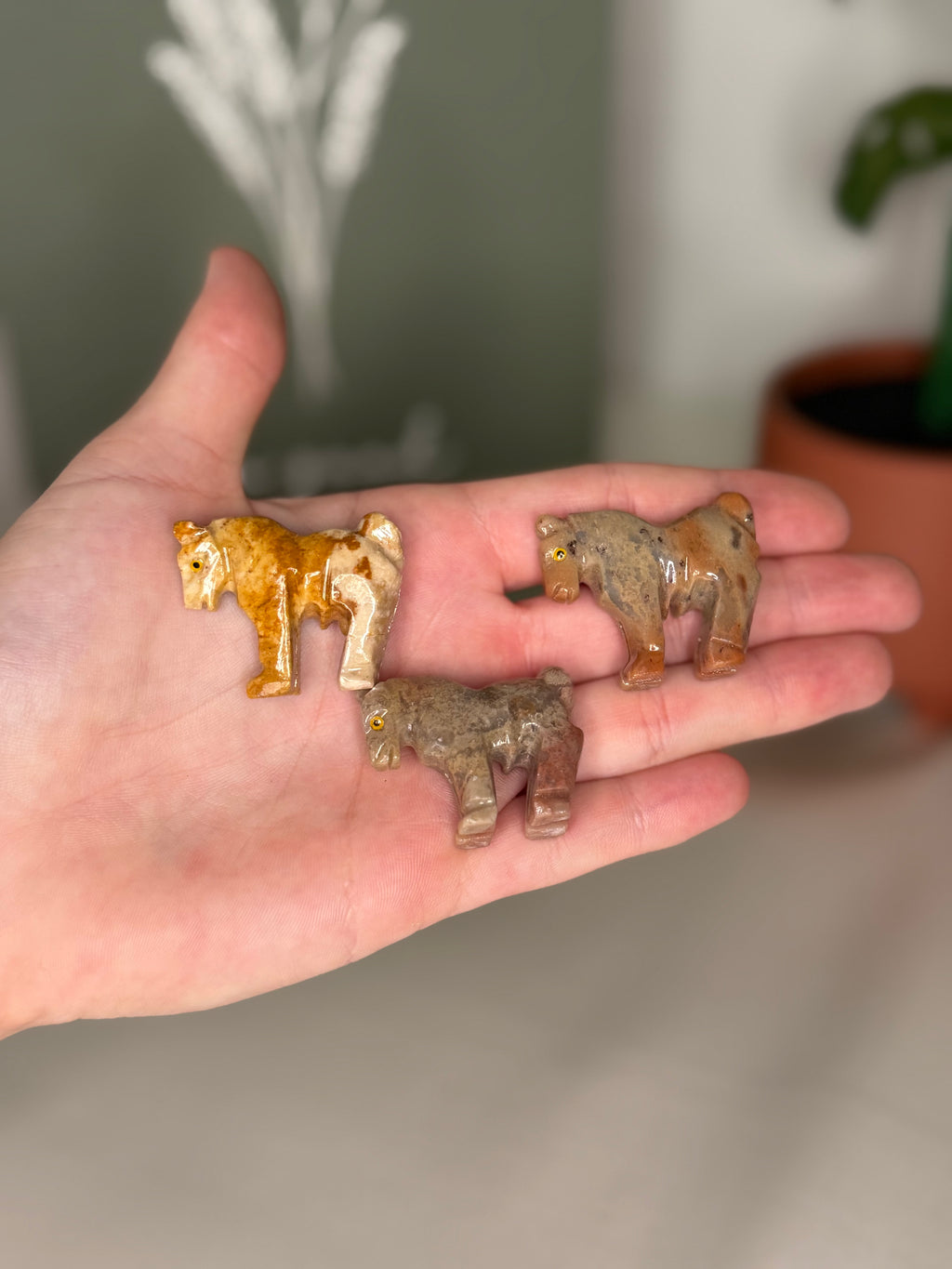 Soapstone animal carvings